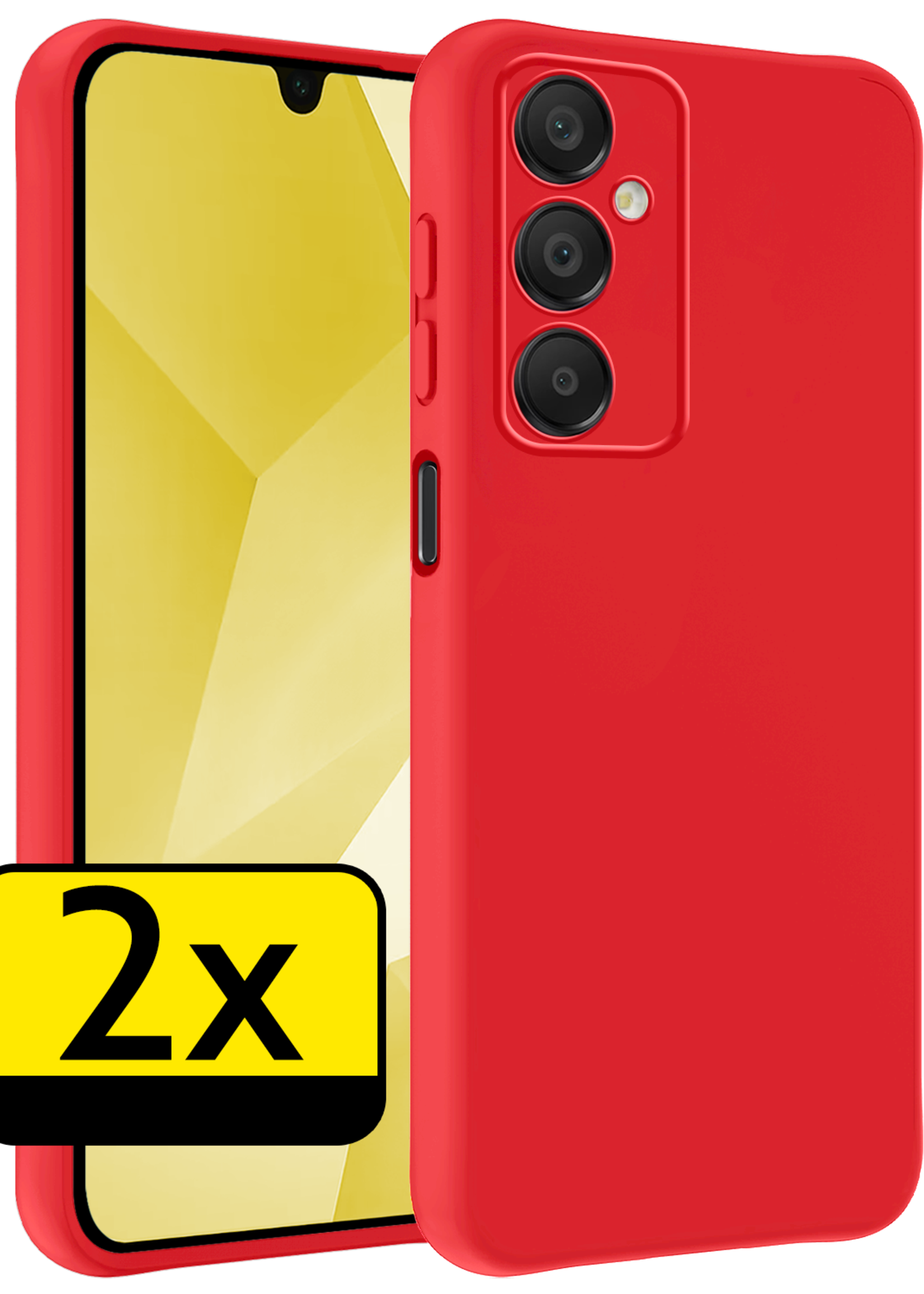 LUQ Hoesje Geschikt voor Samsung A16 Hoesje Siliconen Case - Hoes Geschikt voor Samsung Galaxy A16 Hoes Siliconen - Rood - 2 Stuks