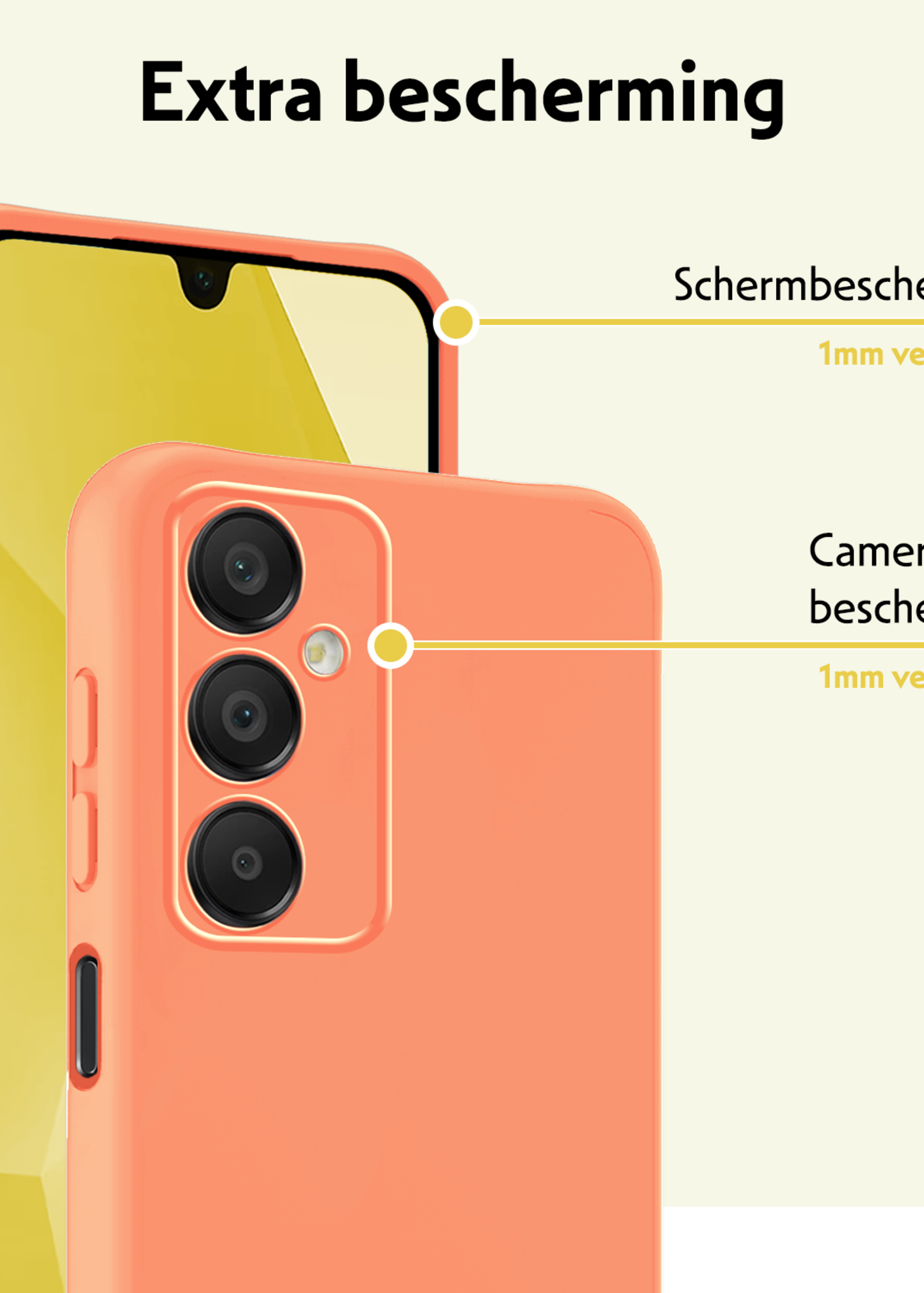 LUQ Hoesje Geschikt voor Samsung A16 Hoesje Siliconen Case - Hoes Geschikt voor Samsung Galaxy A16 Hoes Siliconen - Perzik - 2 Stuks