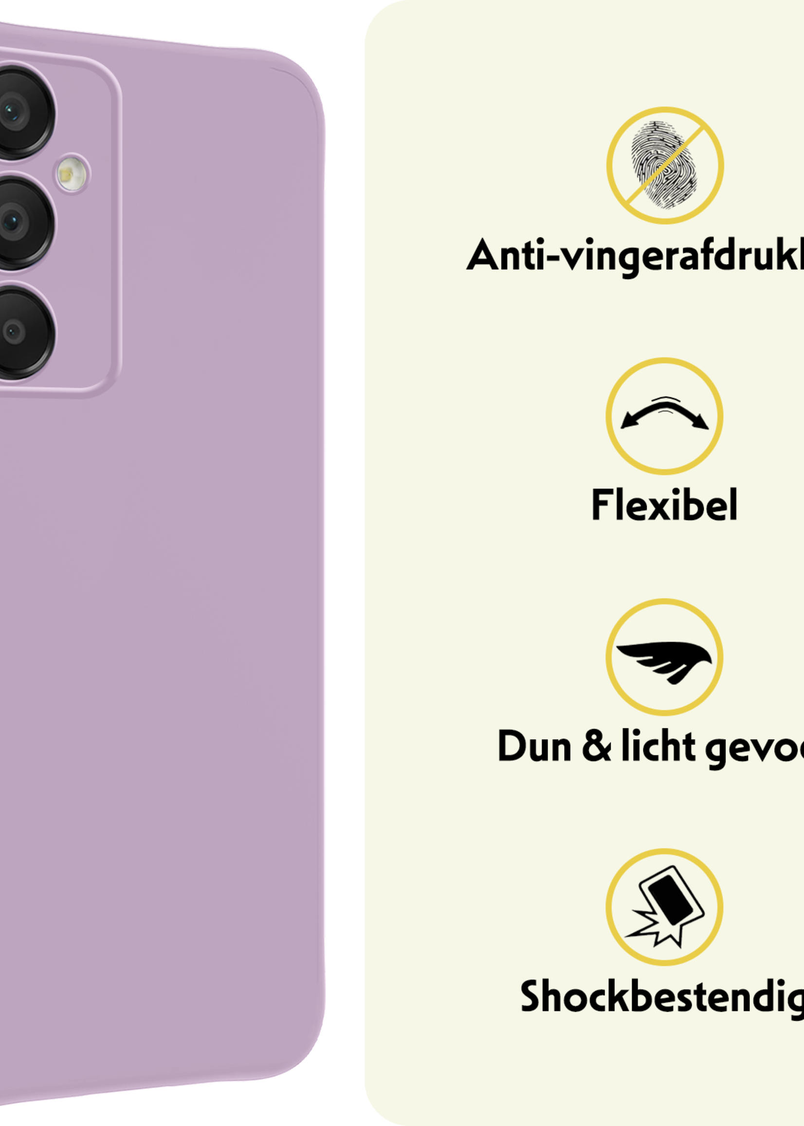 LUQ Hoesje Geschikt voor Samsung A16 Hoesje Siliconen Case - Hoes Geschikt voor Samsung Galaxy A16 Hoes Siliconen - Lila - 2 Stuks