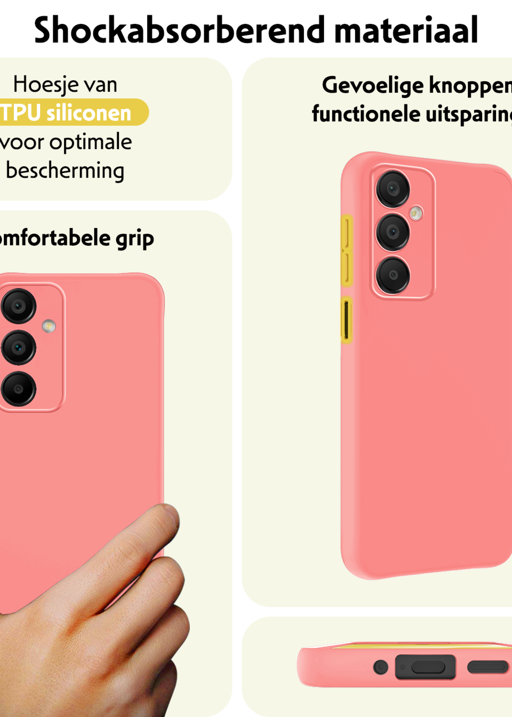 LUQ Hoesje Geschikt voor Samsung A16 Hoesje Siliconen Case - Hoes Geschikt voor Samsung Galaxy A16 Hoes Siliconen - Lichtroze - 2 Stuks