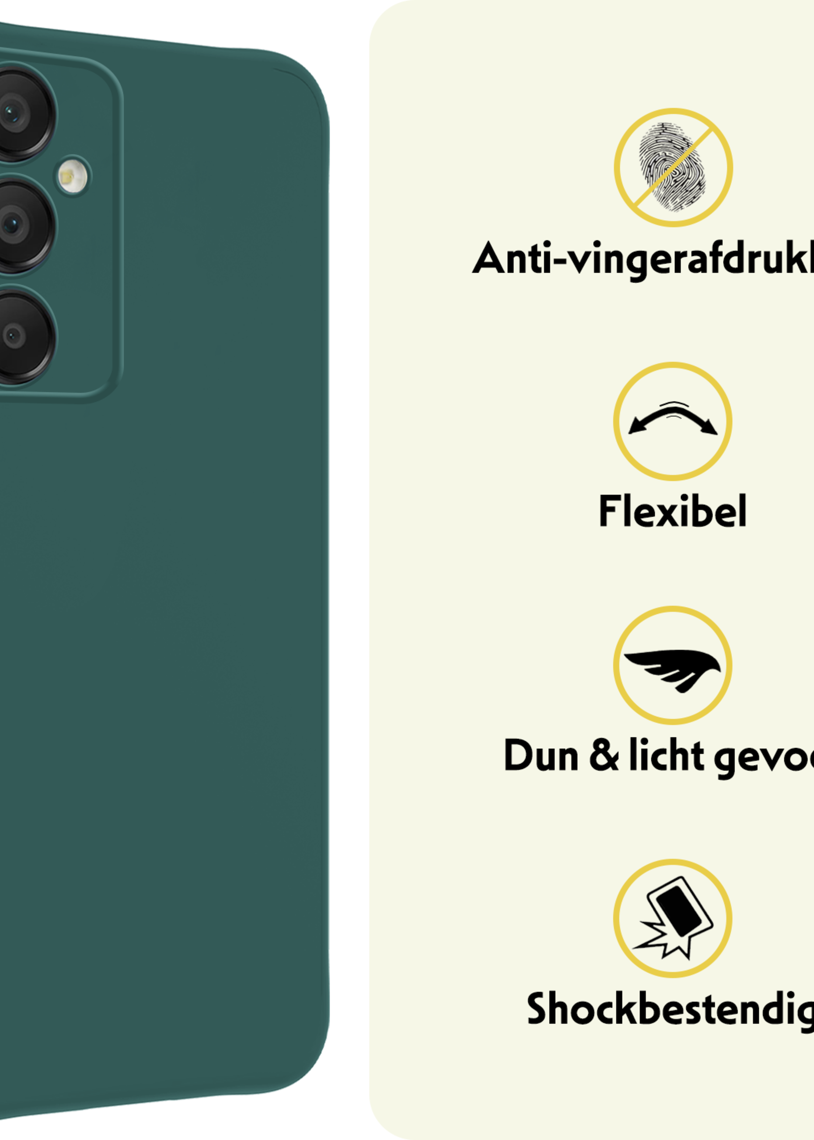 LUQ Hoesje Geschikt voor Samsung A16 Hoesje Siliconen Case - Hoes Geschikt voor Samsung Galaxy A16 Hoes Siliconen - Donkergroen - 2 Stuks