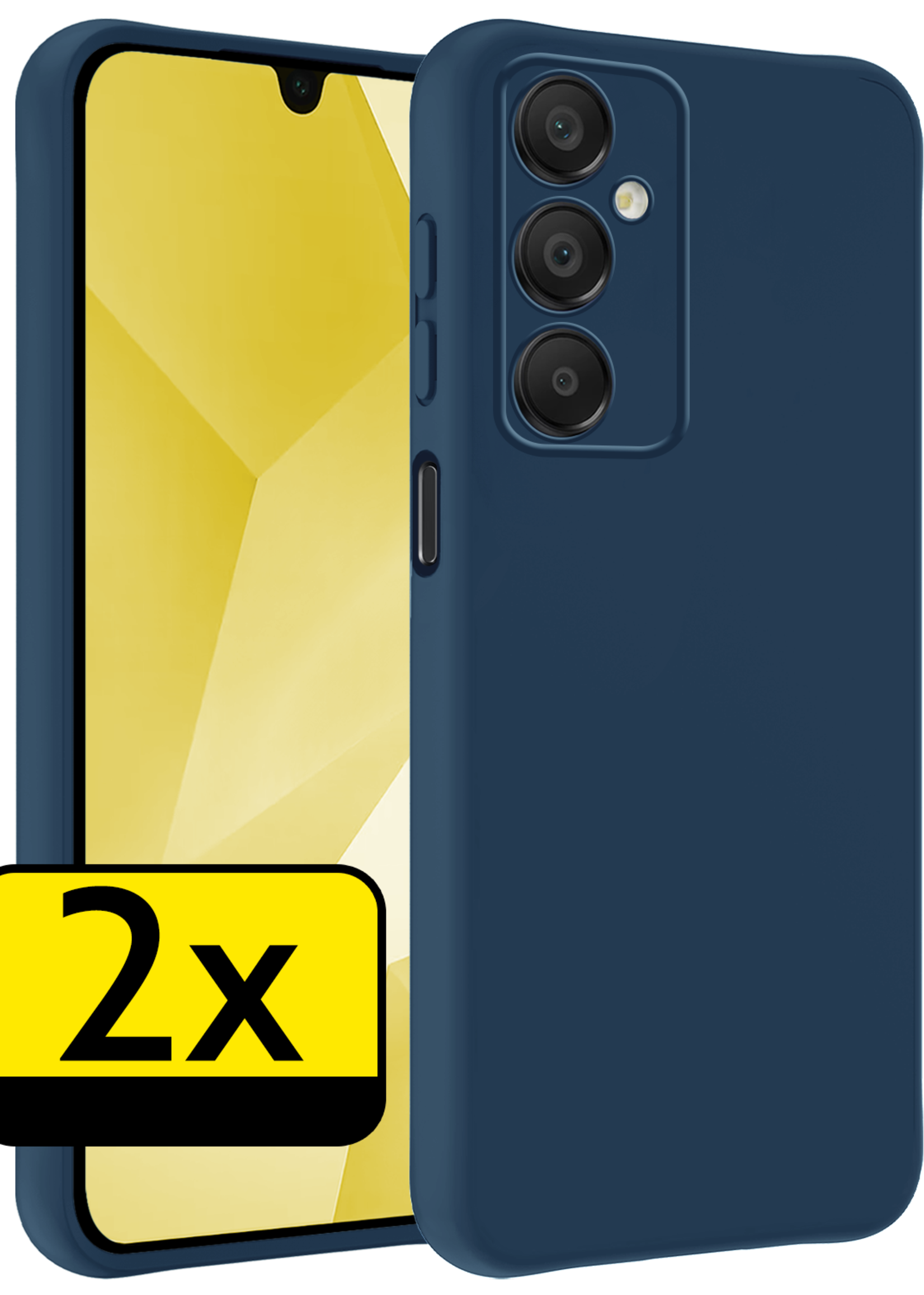 LUQ Hoesje Geschikt voor Samsung A16 Hoesje Siliconen Case - Hoes Geschikt voor Samsung Galaxy A16 Hoes Siliconen - Donkerblauw - 2 Stuks