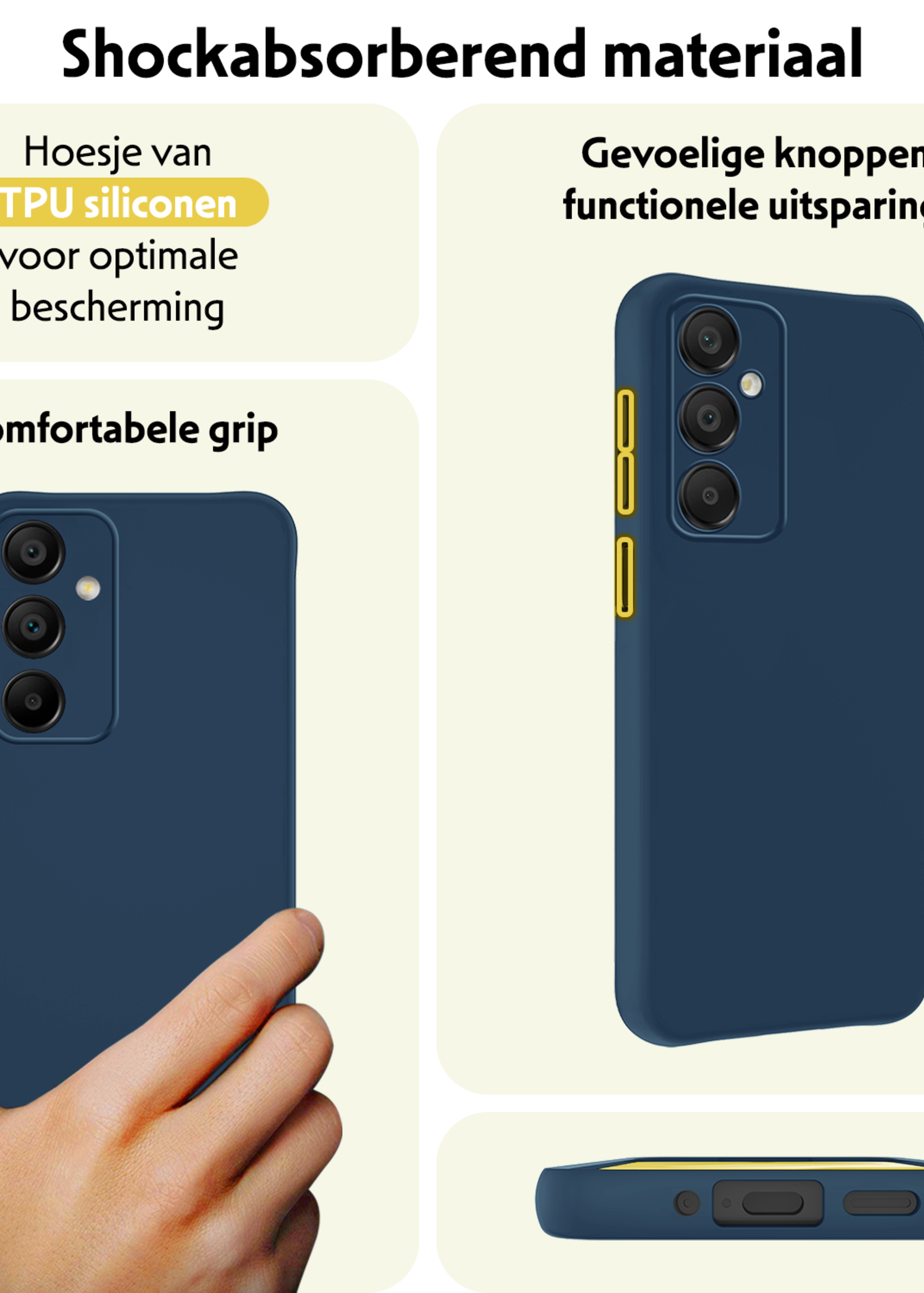 LUQ Hoesje Geschikt voor Samsung A16 Hoesje Siliconen Case - Hoes Geschikt voor Samsung Galaxy A16 Hoes Siliconen - Donkerblauw - 2 Stuks