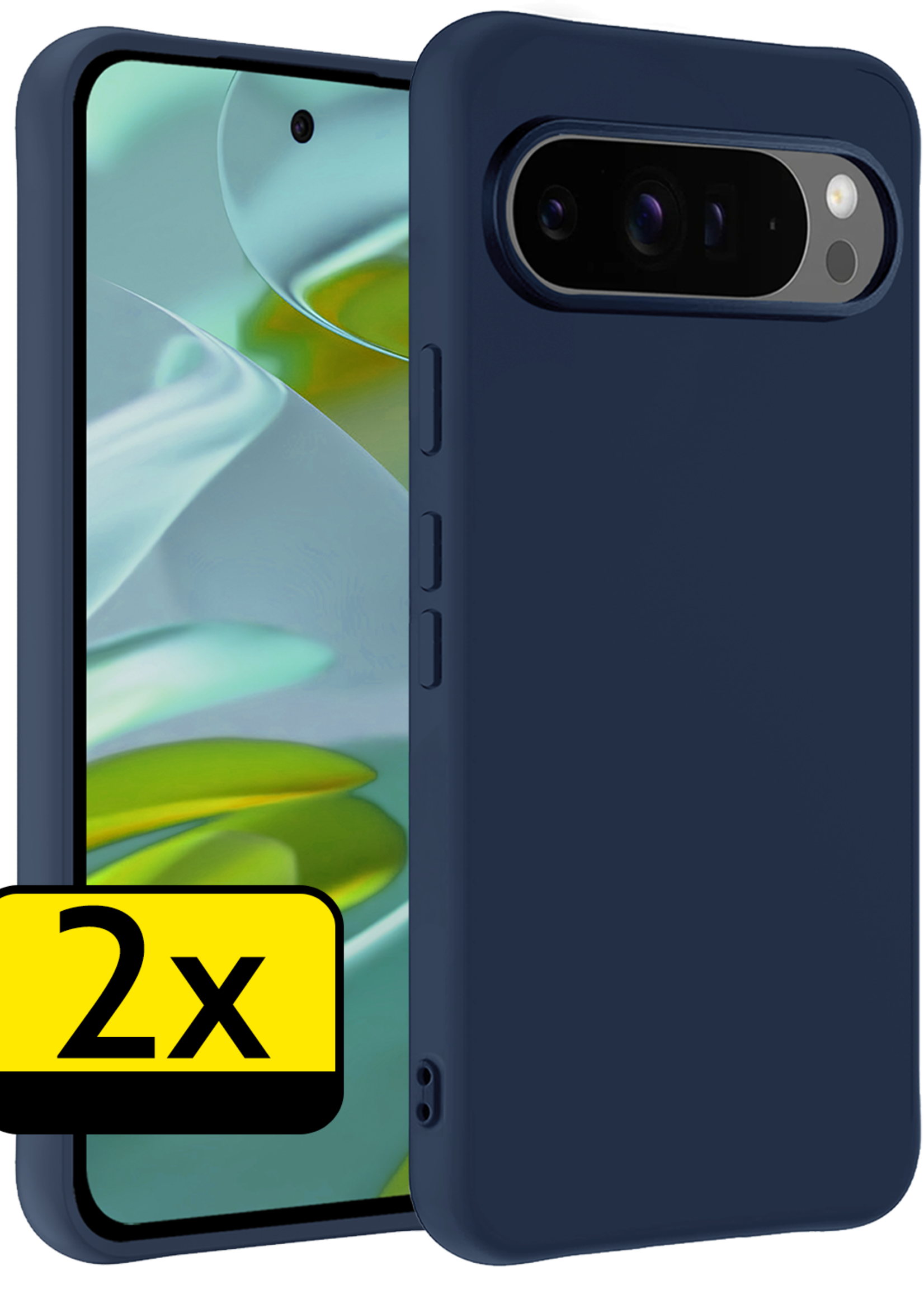 LUQ Hoesje Geschikt voor Google Pixel 9 Pro XL Hoesje Siliconen Case Hoes - Hoes Geschikt voor Google Pixel 9 Pro XL Hoes Cover Case - Donkerblauw - 2 PACK