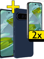 LUQ LUQ Google Pixel 9 Pro XL Hoesje Siliconen Met 2x Screenprotector - Donkerblauw
