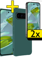 LUQ LUQ Google Pixel 9 Pro XL Hoesje Siliconen Met 2x Screenprotector - Donkergroen