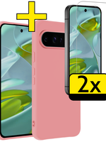 LUQ LUQ Google Pixel 9 Pro XL Hoesje Siliconen Met 2x Screenprotector - Lichtroze
