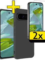 LUQ LUQ Google Pixel 9 Pro XL Hoesje Siliconen Met 2x Screenprotector - Zwart