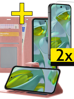 LUQ LUQ Google Pixel 9 Pro XL Hoesje Bookcase Met 2x Screenprotector - Rose Goud