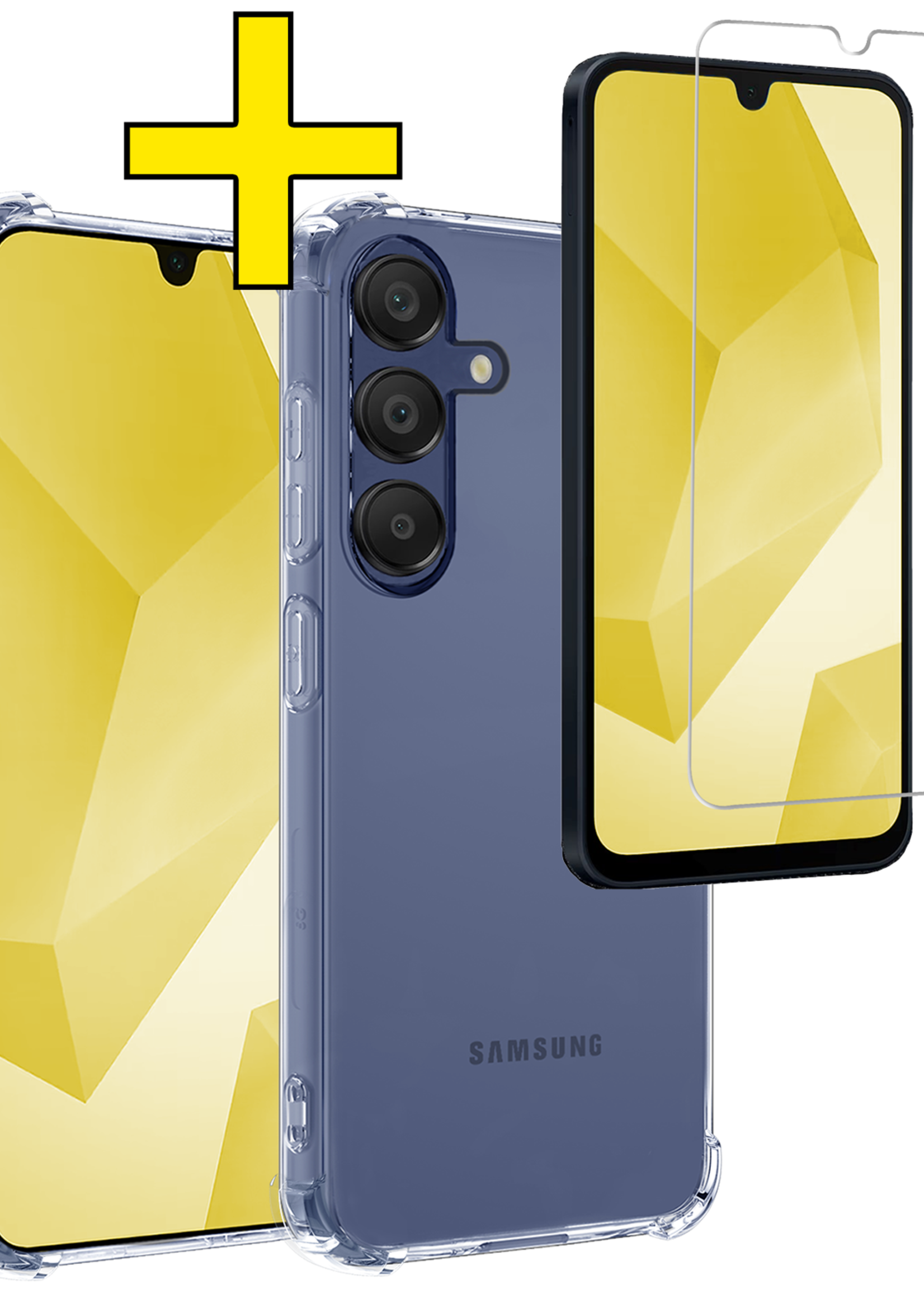 LUQ Hoesje Geschikt voor Samsung A16 Hoesje Shockproof Case Siliconen Met Screenprotector - Hoes Geschikt voor Samsung Galaxy A16 Hoes Cover Siliconen - Transparant