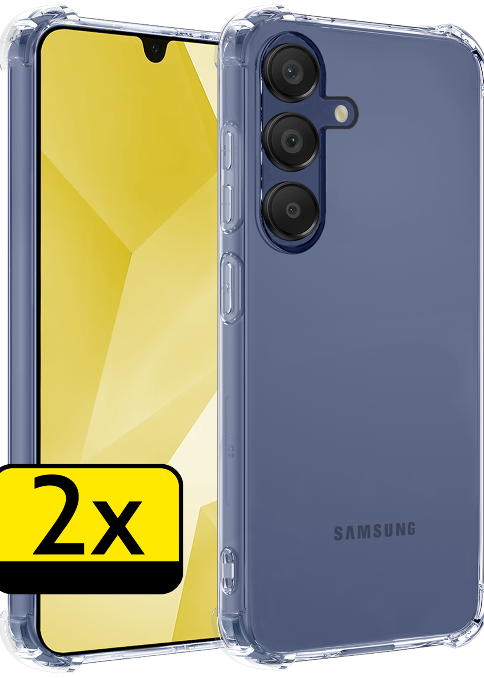 LUQ Hoesje Geschikt voor Samsung A16 Hoesje Shockproof Case Siliconen - Hoes Geschikt voor Samsung Galaxy A16 Hoes Cover Siliconen - Transparant - 2 Stuks