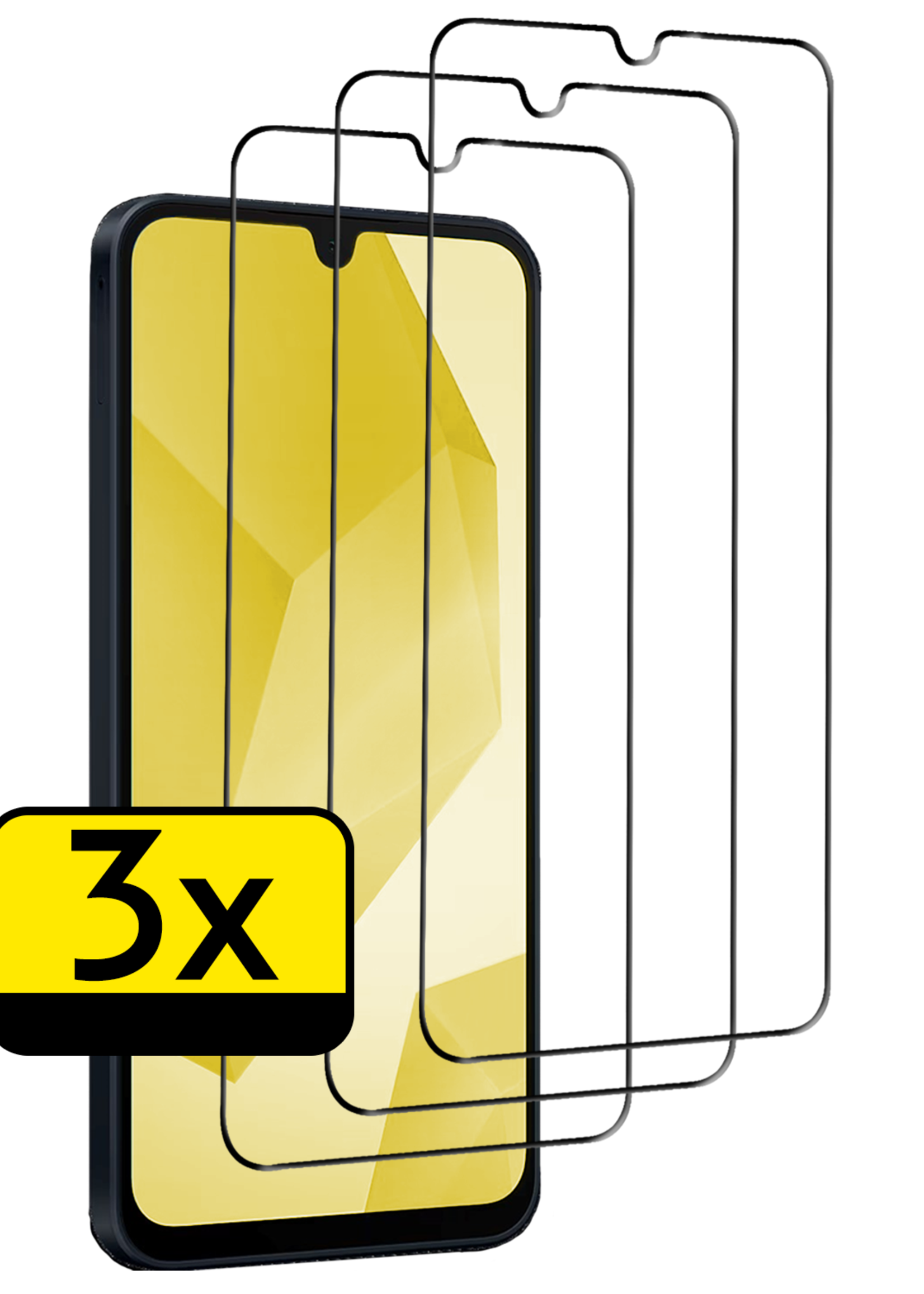 LUQ Screenprotector - Geschikt voor - Samsung A16 - Screenprotector Glas Full Cover - Screenprotector Geschikt voor Samsung Galaxy A16 Screenprotector Full Cover - 3 Stuks