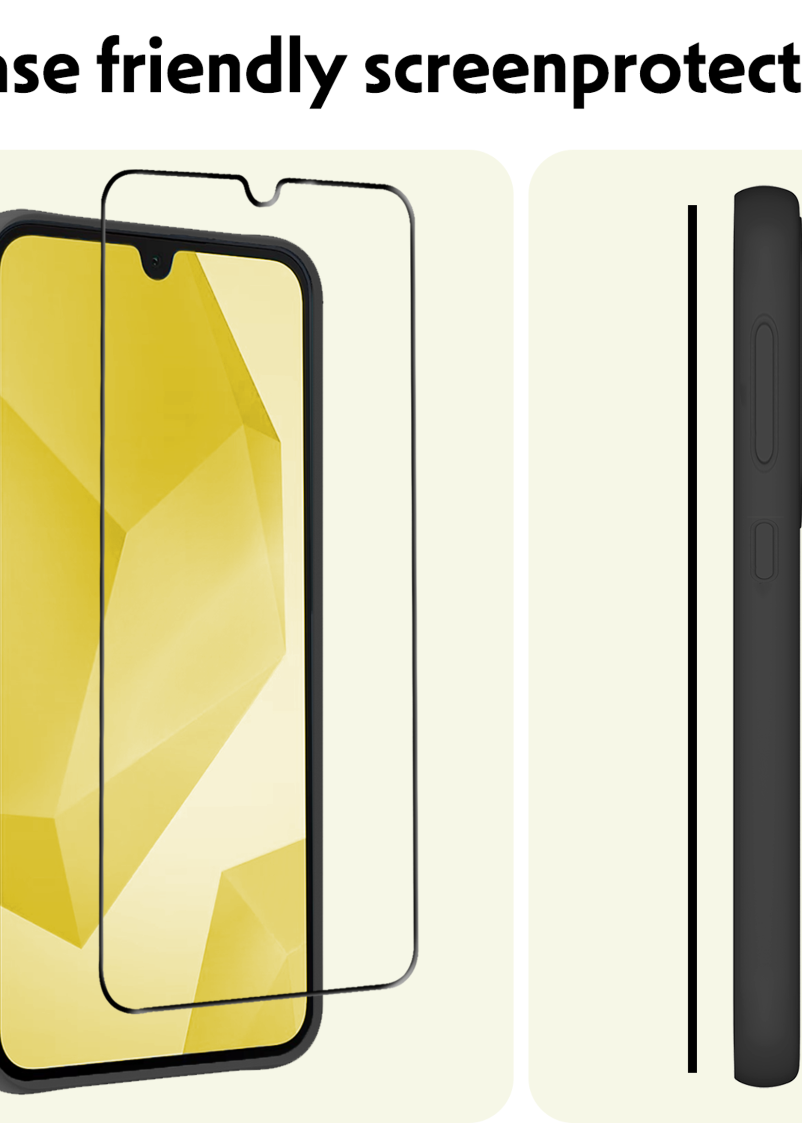 LUQ Screenprotector - Geschikt voor - Samsung A16 - Screenprotector Glas Full Cover - Screenprotector Geschikt voor Samsung Galaxy A16 Screenprotector Full Cover - 2 Stuks