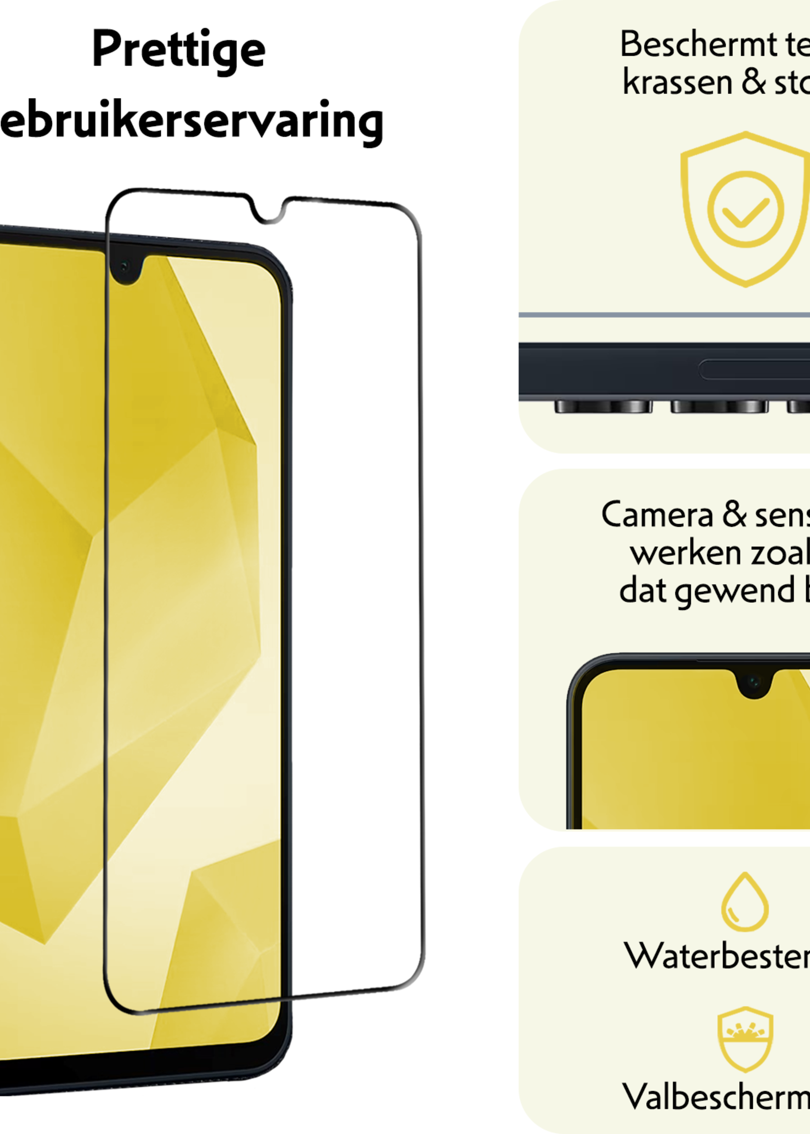 LUQ Screenprotector - Geschikt voor - Samsung A16 - Screenprotector Glas Full Cover - Screenprotector Geschikt voor Samsung Galaxy A16 Screenprotector Full Cover - 2 Stuks