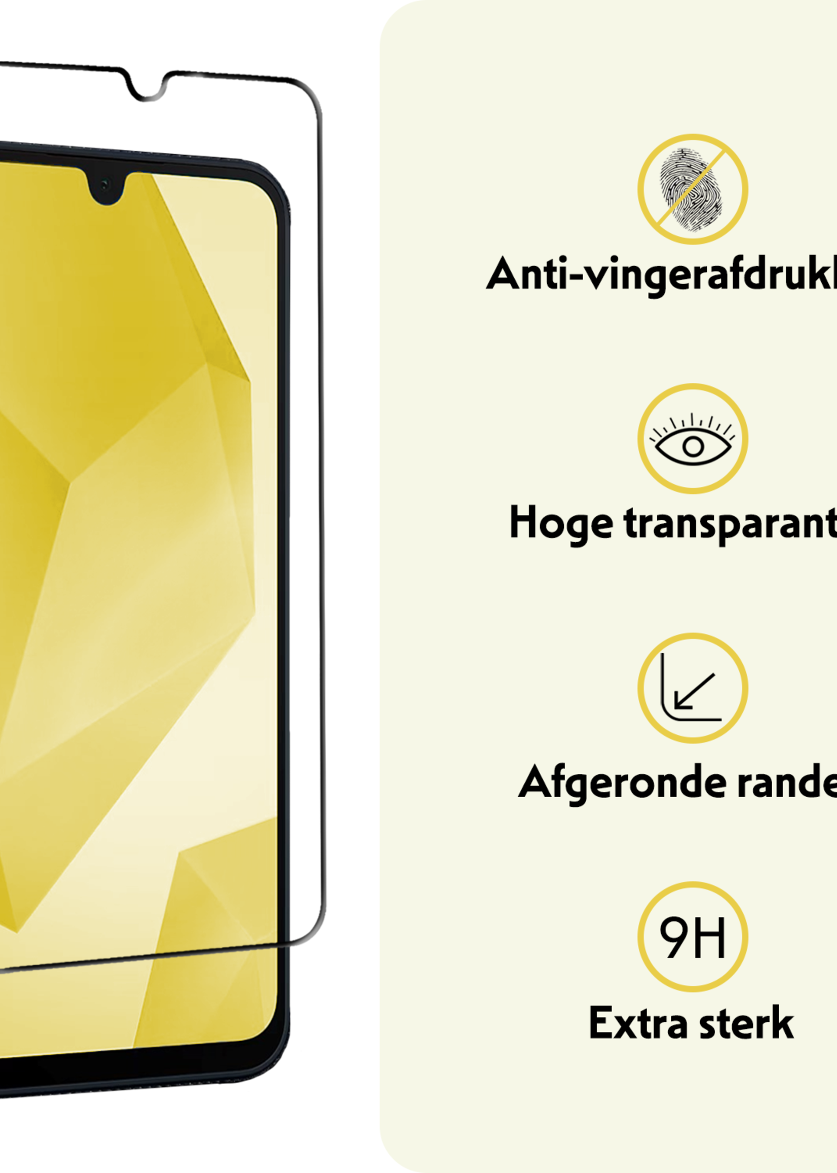 LUQ Screenprotector - Geschikt voor - Samsung A16 - Screenprotector Glas Full Cover - Screenprotector Geschikt voor Samsung Galaxy A16 Screenprotector Full Cover