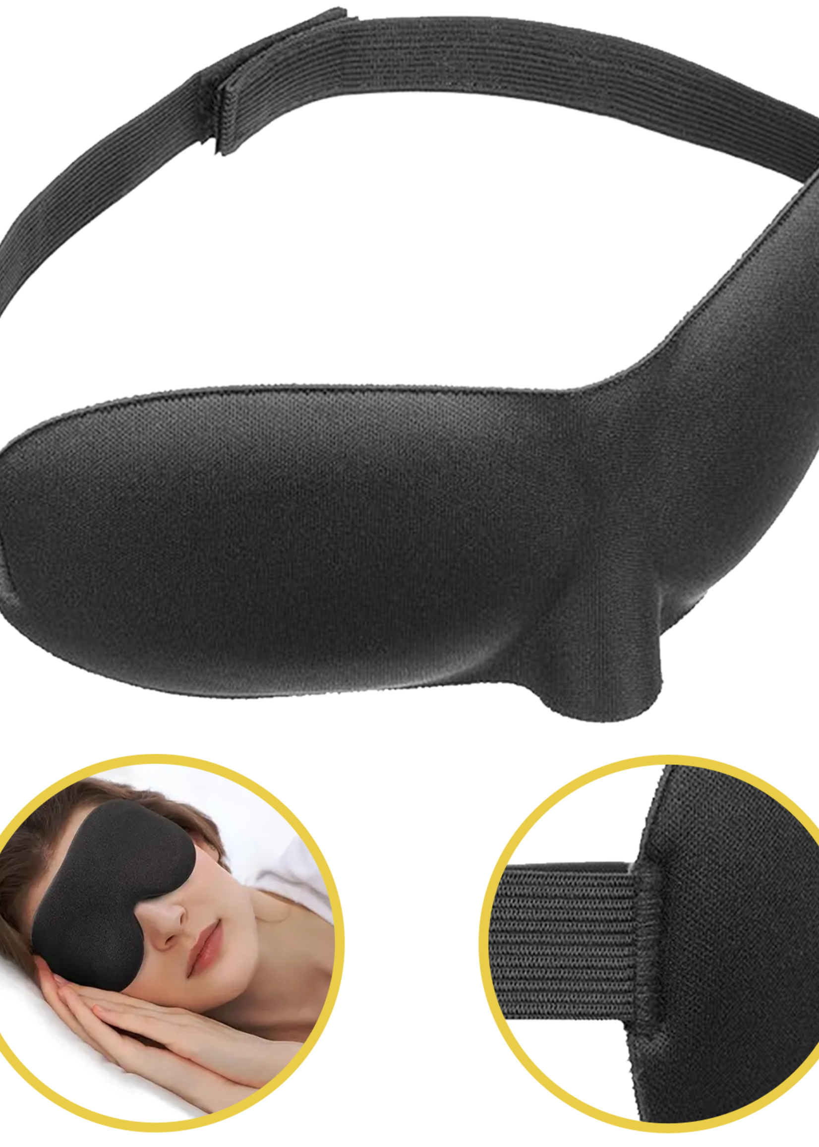 LUQ Slaapmasker Vrouwen Mannen - Comfortabel Slaapmasker 3D Slaapmasker Kind Slaapmasker 100% Verduisterend Oogmasker Wallen - Zwart
