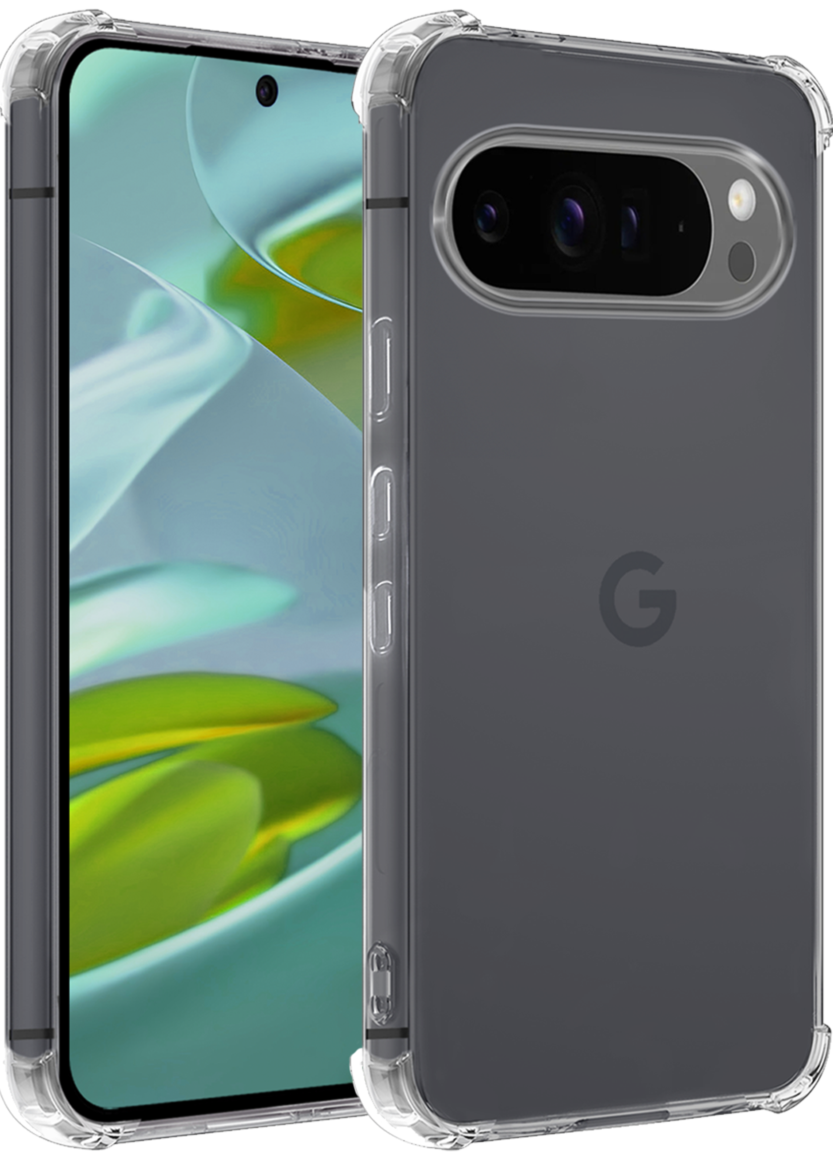 LUQ Hoesje Geschikt voor Google Pixel 9 Pro XL Hoesje Siliconen Shock Proof Case Hoes - Hoes Geschikt voor Google Pixel 9 Pro XL Hoes Cover Case Shockproof - Transparant