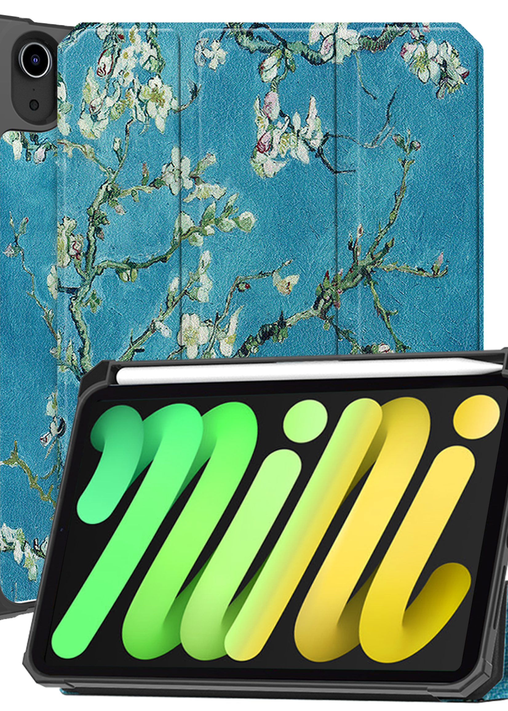 LUQ LUQ iPad Mini 7 Hoesje Met Uitsparing Voor Apple Pencil - Bloesem