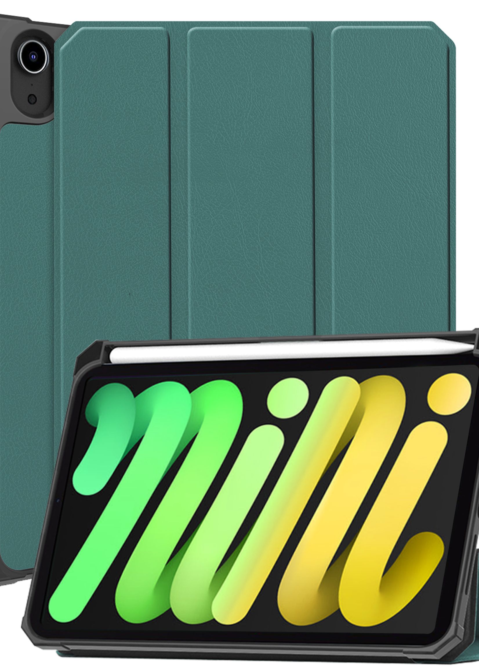 LUQ LUQ iPad Mini 7 Hoesje Met Uitsparing Voor Apple Pencil - Donkergroen