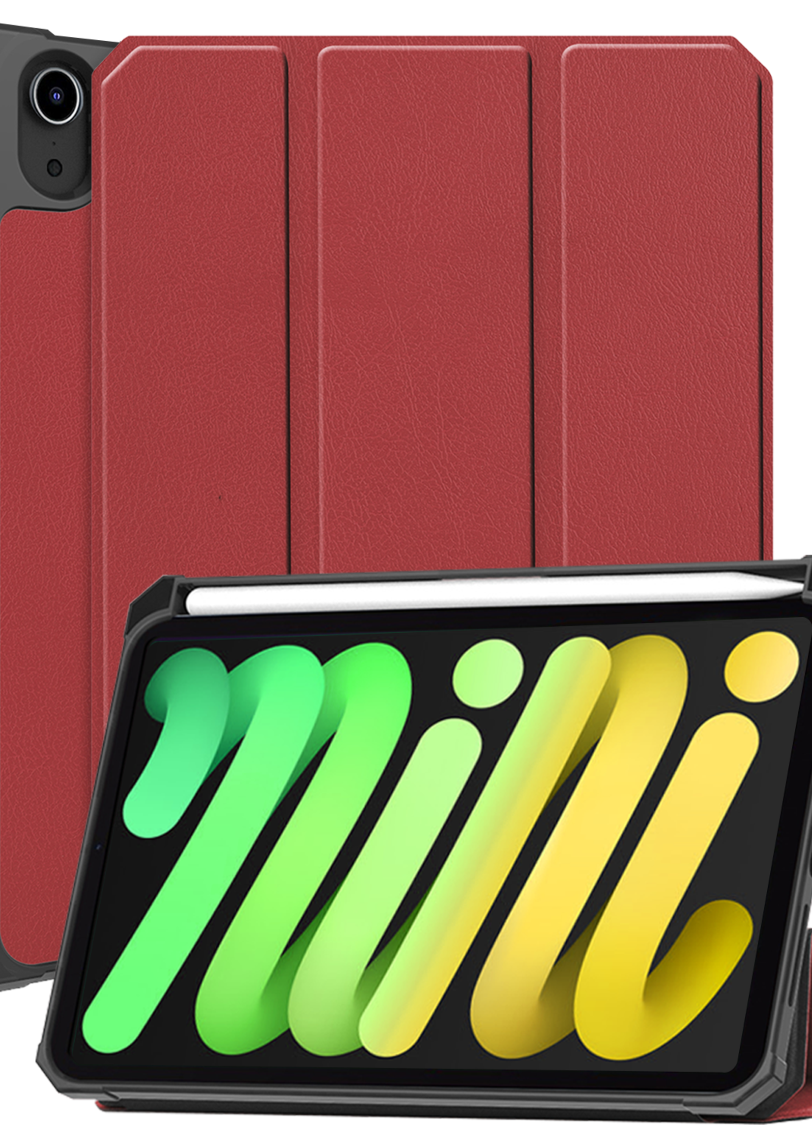 LUQ LUQ iPad Mini 7 Hoesje Met Uitsparing Voor Apple Pencil - Donkerrood