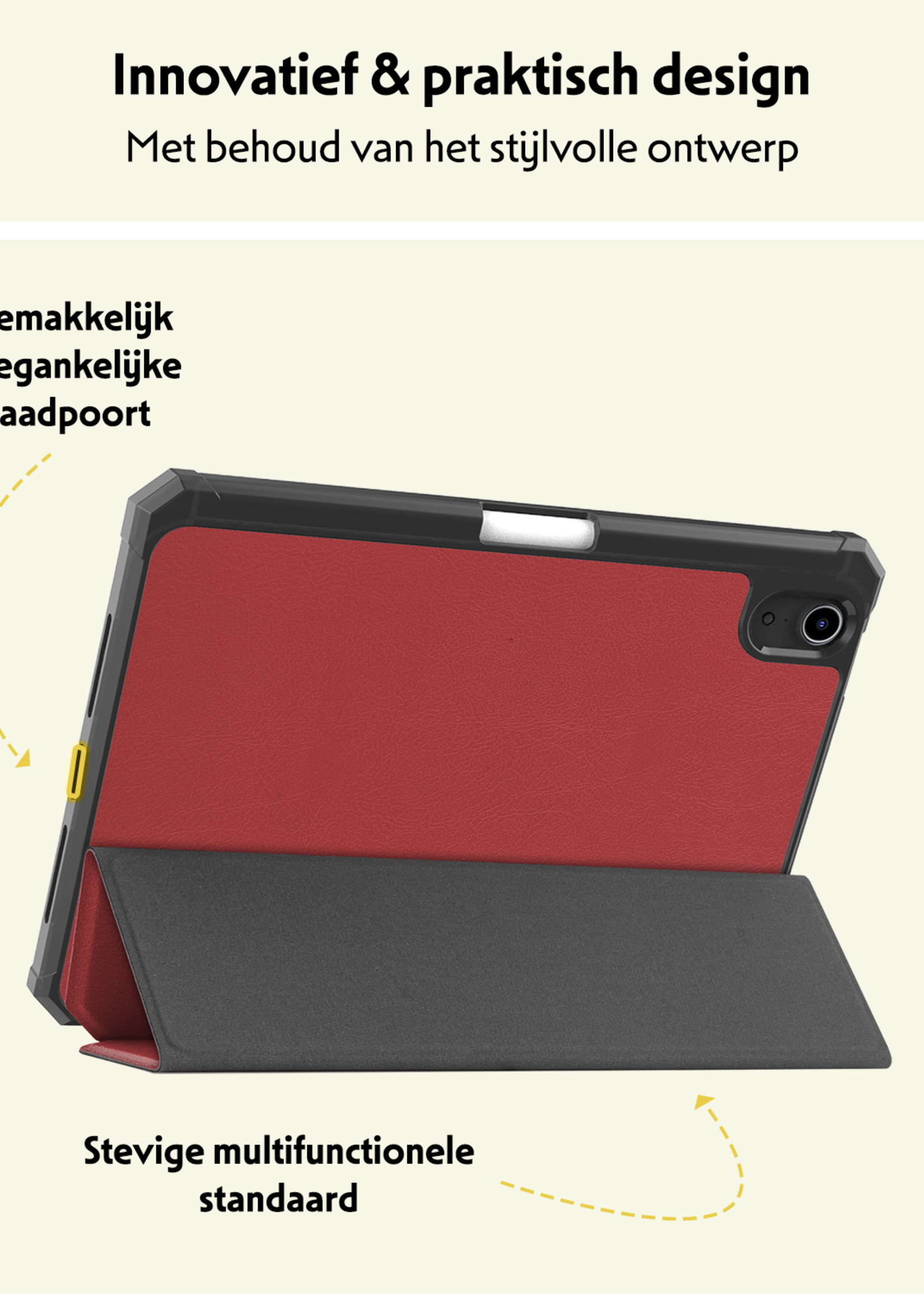 LUQ LUQ iPad Mini 7 Hoesje Met Uitsparing Voor Apple Pencil - Donkerrood