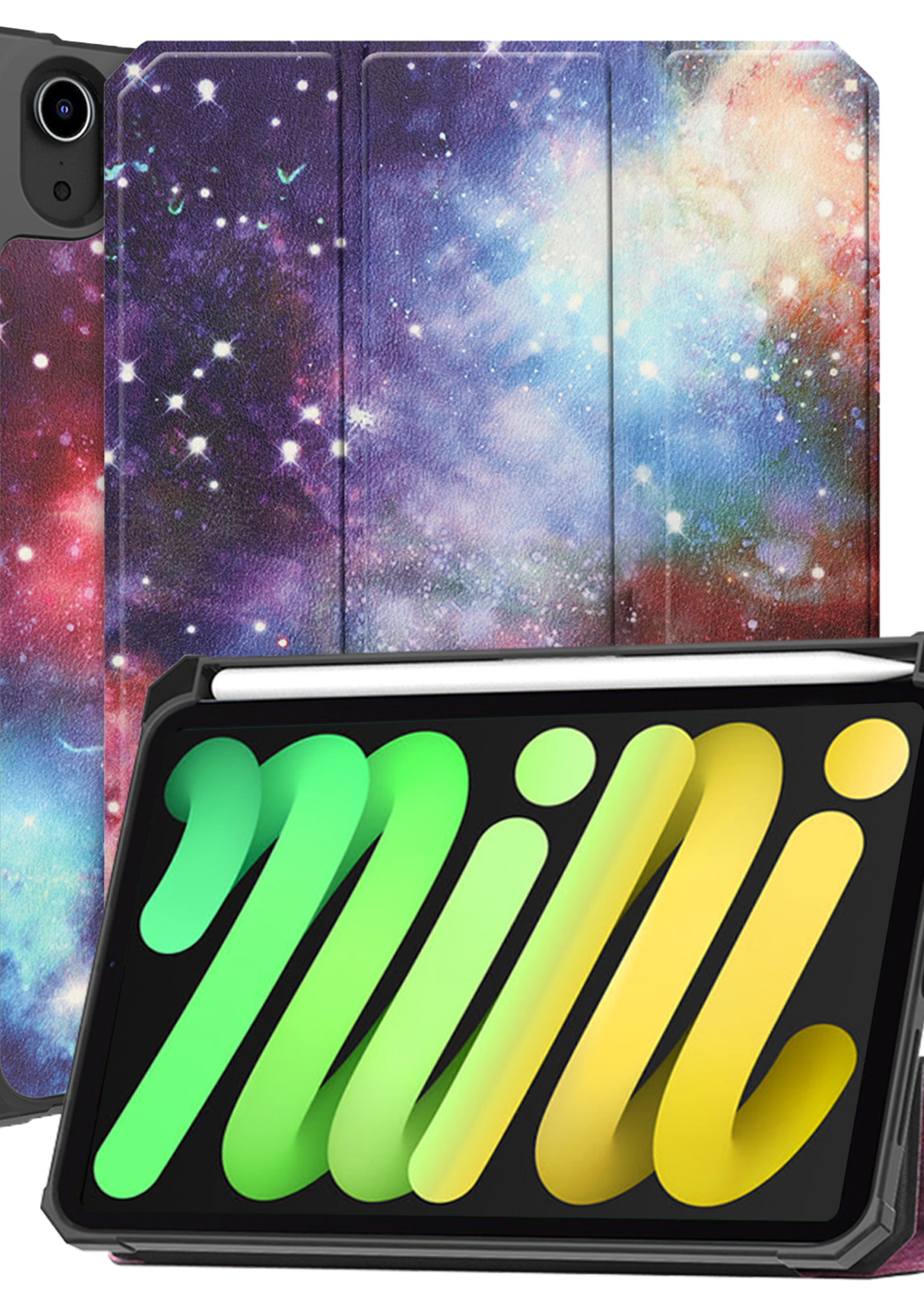 LUQ LUQ iPad Mini 7 Hoesje Met Uitsparing Voor Apple Pencil - Galaxy