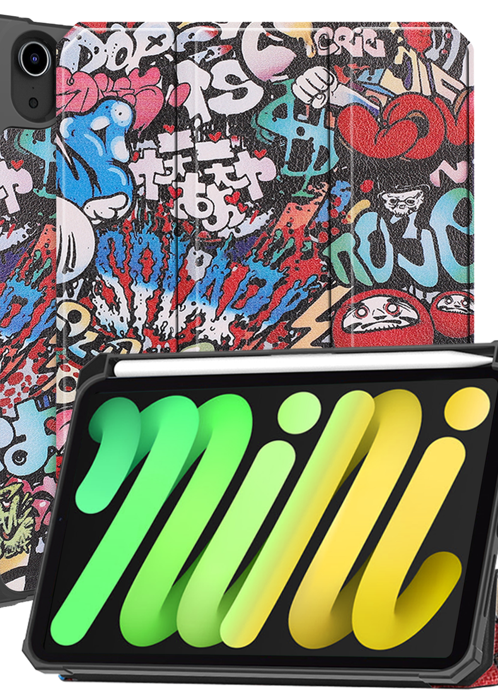 LUQ LUQ iPad Mini 7 Hoesje Met Uitsparing Voor Apple Pencil - Graffity