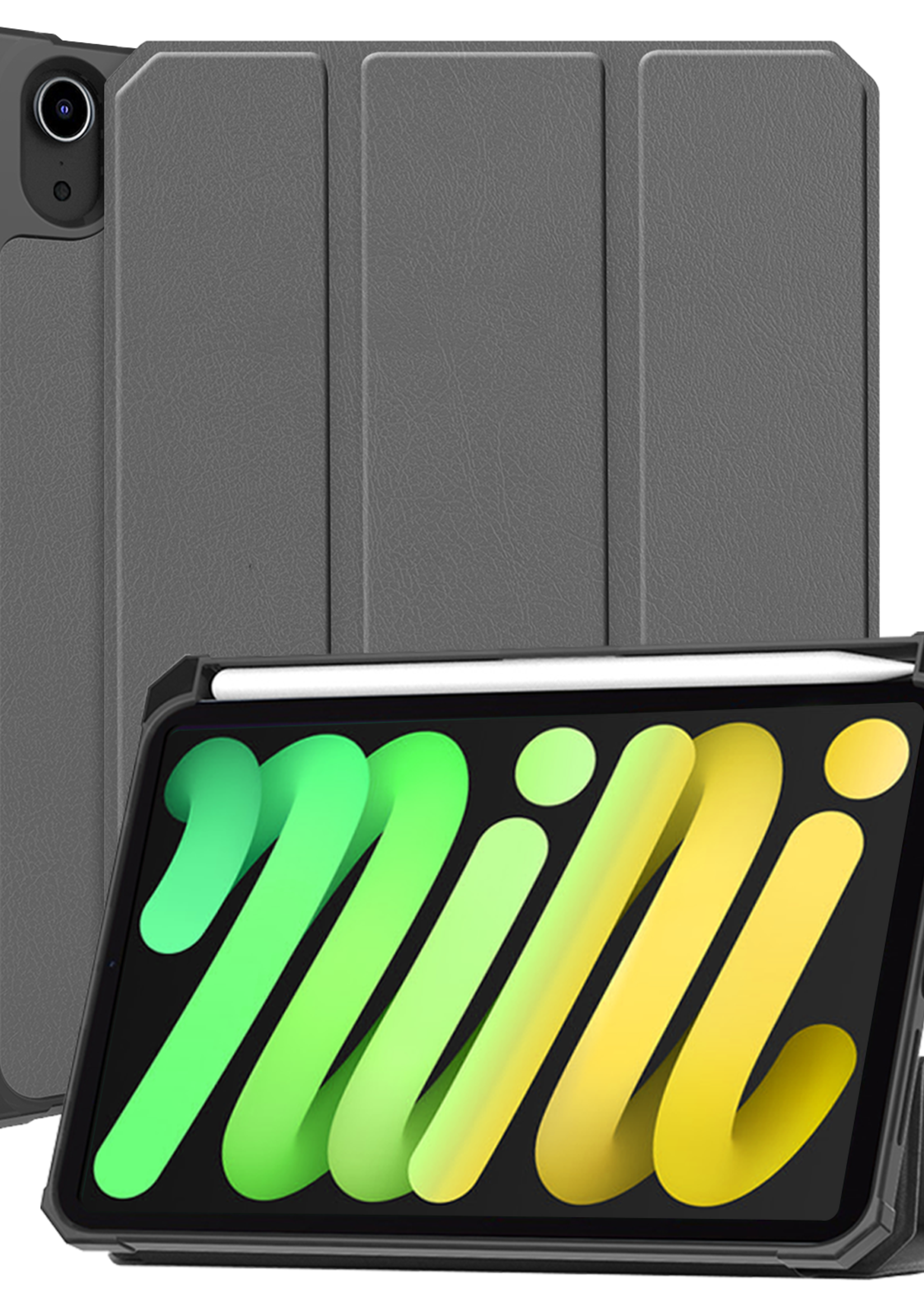 LUQ LUQ iPad Mini 7 Hoesje Met Uitsparing Voor Apple Pencil - Grijs