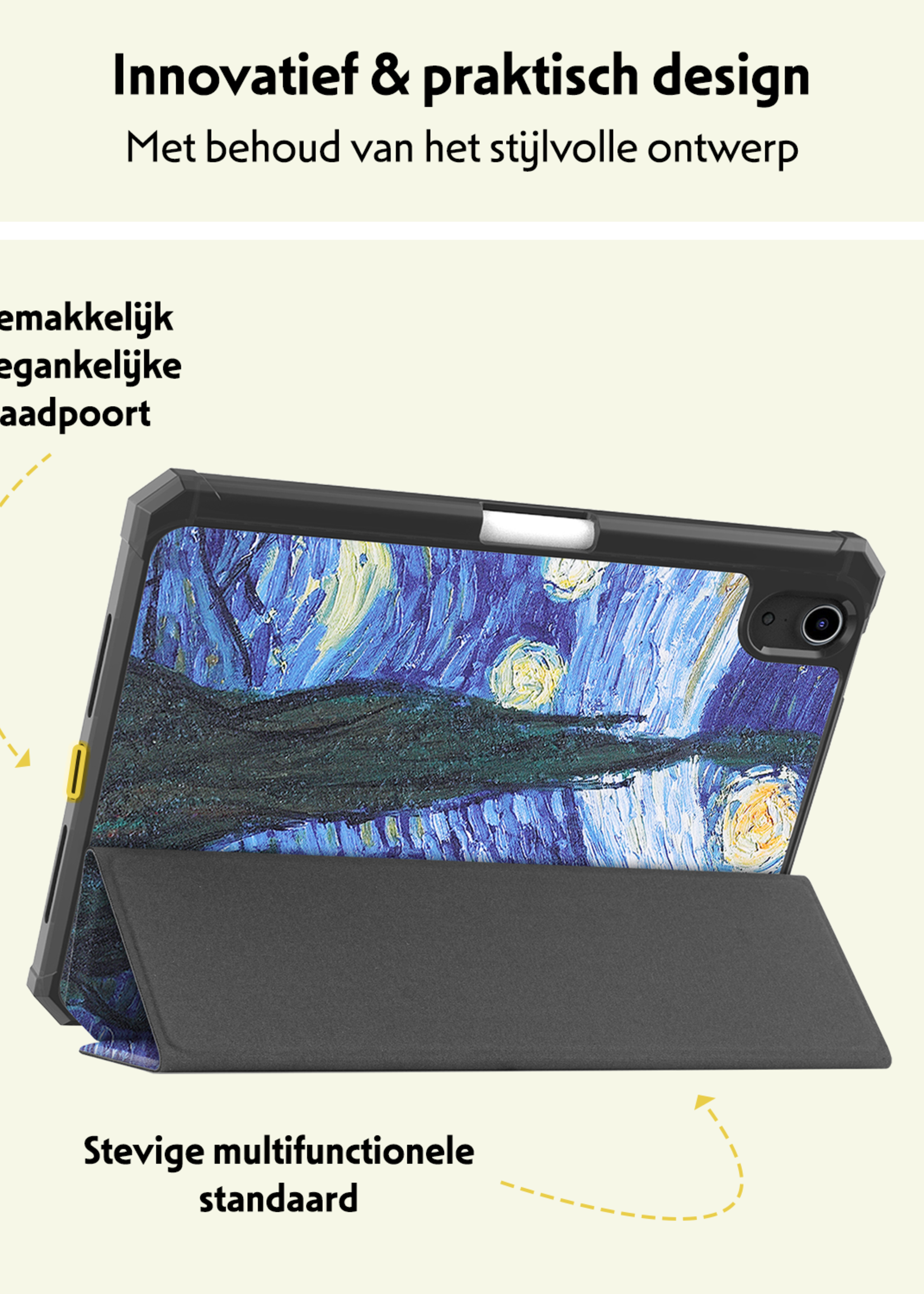 LUQ LUQ iPad Mini 7 Hoesje Met Uitsparing Voor Apple Pencil - Sterrenhemel