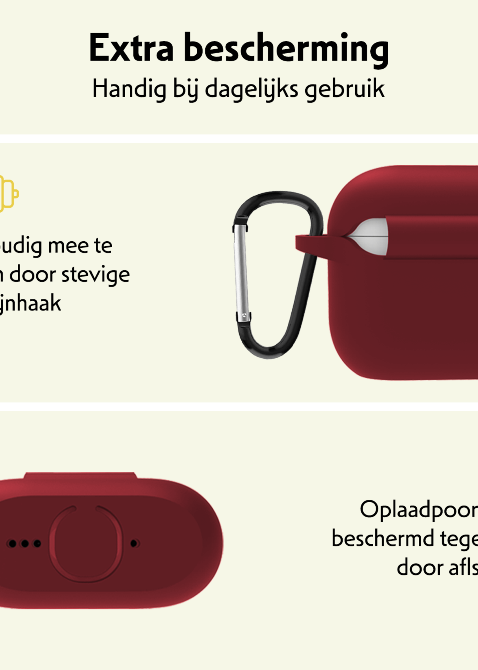 LUQ LUQ Siliconen Hoesje Voor Apple AirPods 4 - Donkerrood