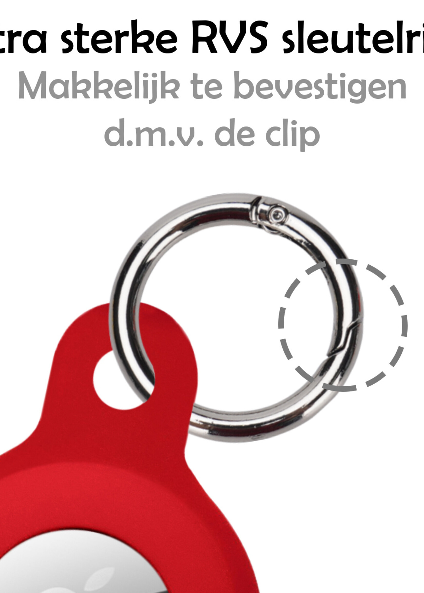 LUQ Hoesje Geschikt voor Apple AirTag Hoesje Sleutelhanger Houder - Siliconen Hoesje Geschikt voor Apple AirTag Hoesje - Donkerrood - 4 Stuks