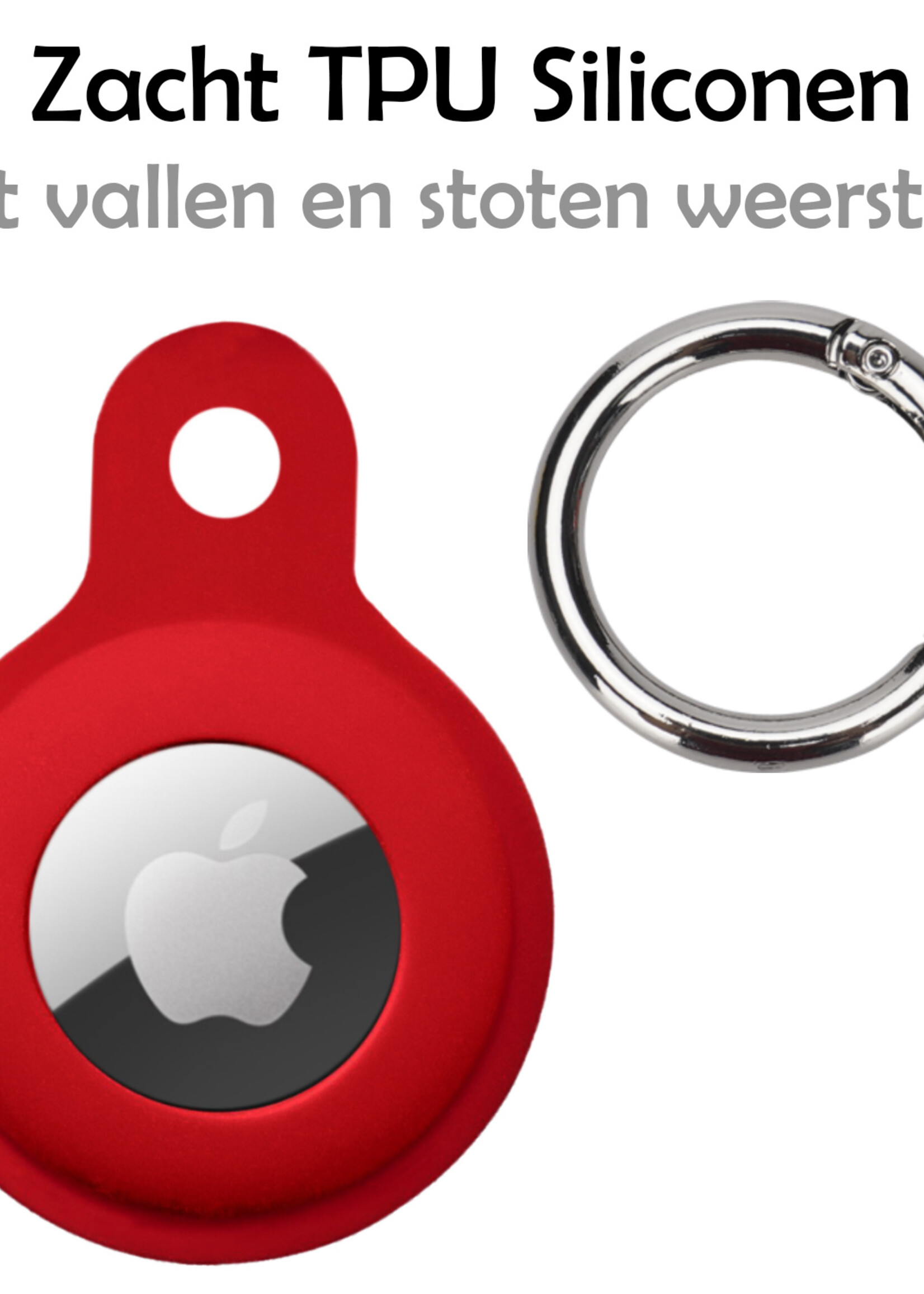 LUQ Hoesje Geschikt voor Apple AirTag Hoesje Sleutelhanger Houder - Siliconen Hoesje Geschikt voor Apple AirTag Hoesje - Donkerrood - 4 Stuks