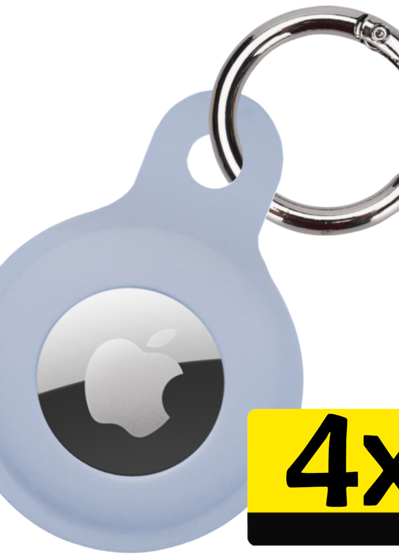 LUQ Hoesje Geschikt voor Apple AirTag Hoesje Sleutelhanger Houder - Siliconen Hoesje Geschikt voor Apple AirTag Hoesje - Grijsblauw - 4 Stuks