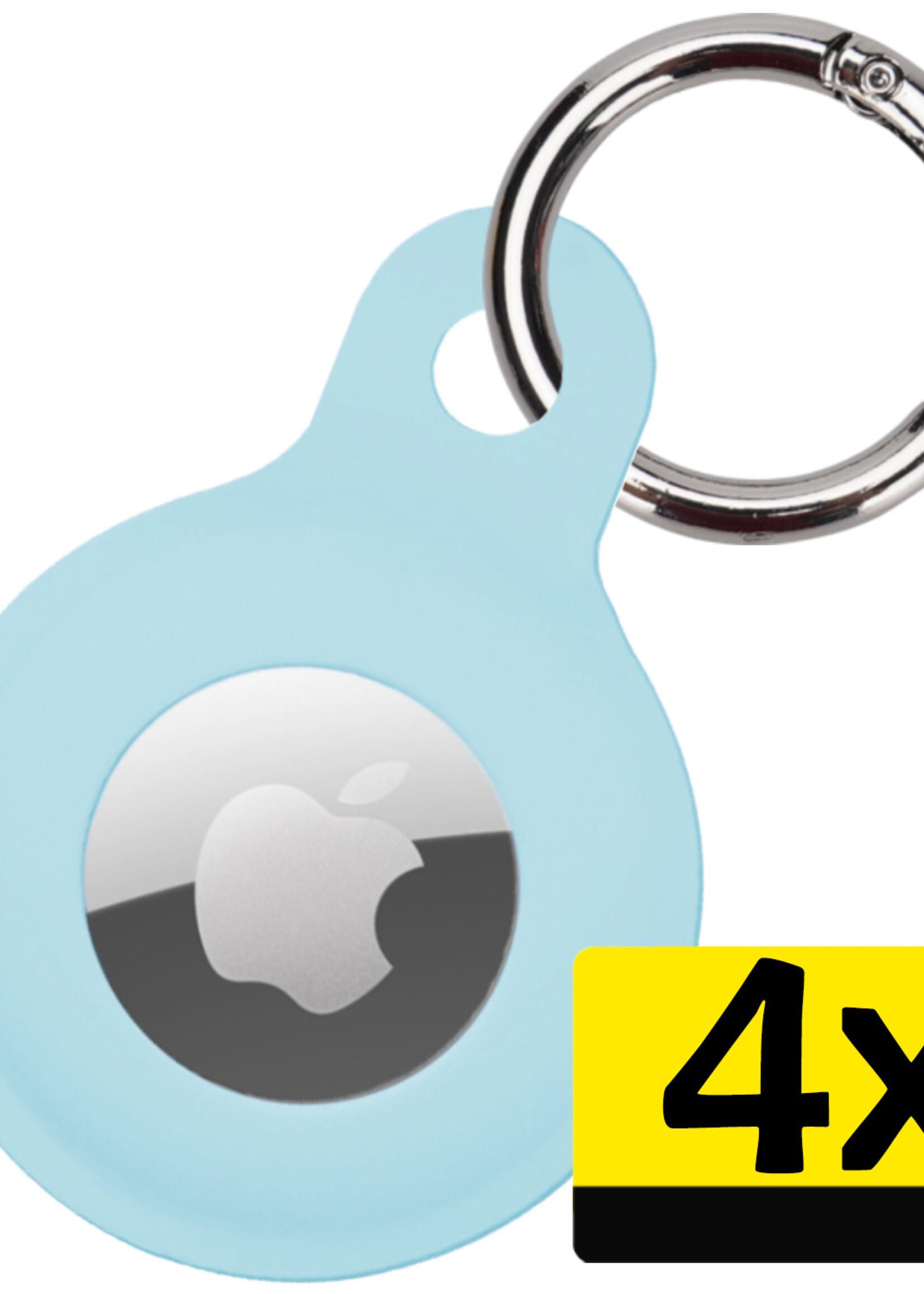 LUQ Hoesje Geschikt voor Apple AirTag Hoesje Sleutelhanger Houder - Siliconen Hoesje Geschikt voor Apple AirTag Hoesje - Lichtblauw - 4 Stuks