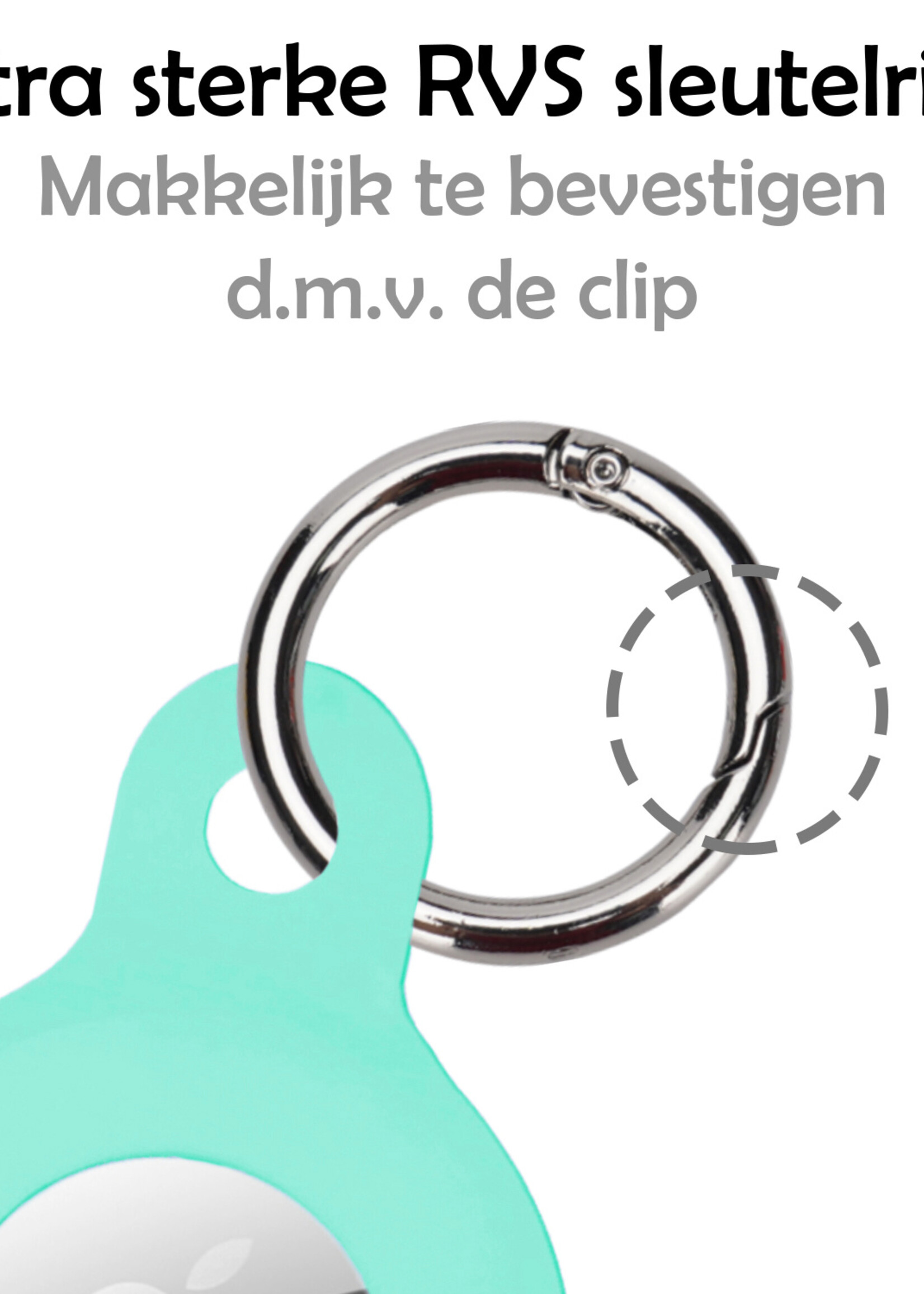 LUQ Hoesje Geschikt voor Apple AirTag Hoesje Sleutelhanger Houder - Siliconen Hoesje Geschikt voor Apple AirTag Hoesje - Turquoise - 4 Stuks