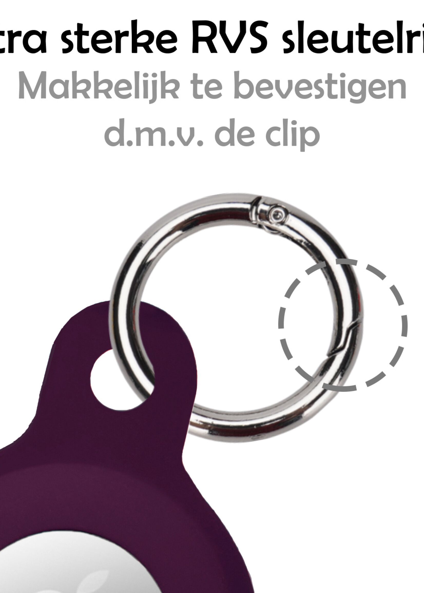 LUQ Hoesje Geschikt voor Apple AirTag Hoesje Sleutelhanger Houder - Siliconen Hoesje Geschikt voor Apple AirTag Hoesje - Aubergine - 4 Stuks