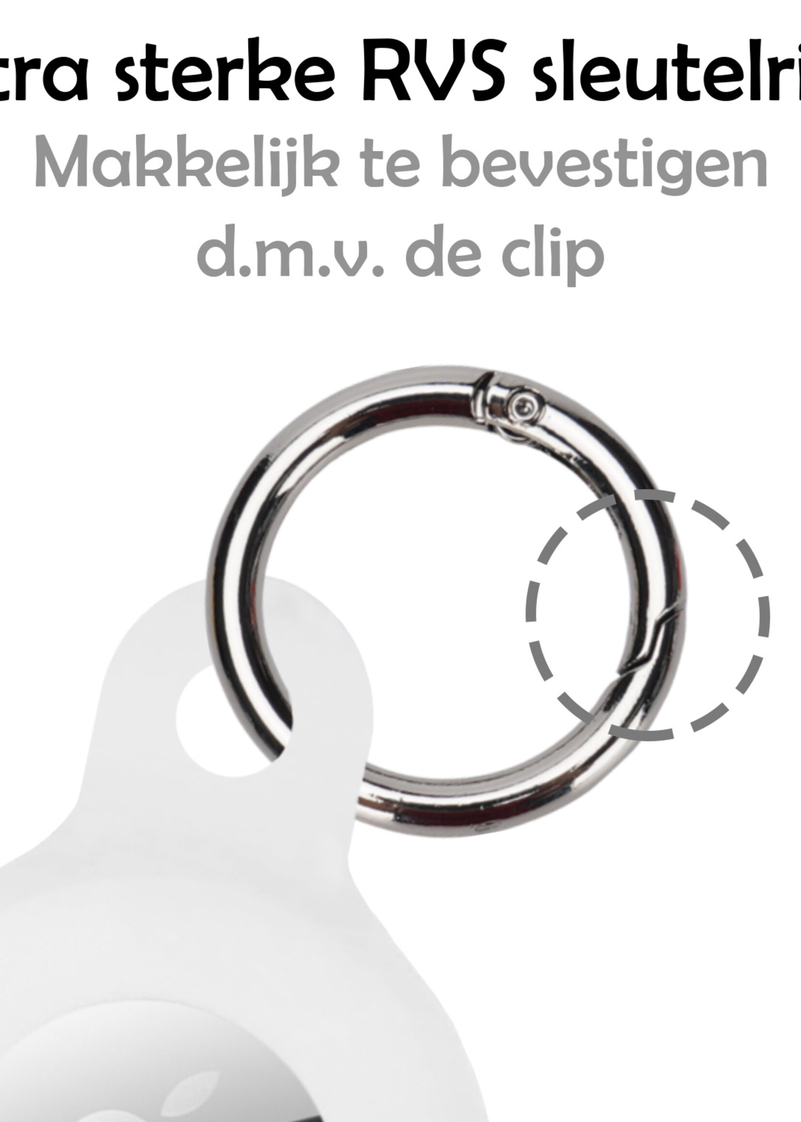 LUQ Hoesje Geschikt voor Apple AirTag Hoesje Sleutelhanger Houder - Siliconen Hoesje Geschikt voor Apple AirTag Hoesje - Wit - 4 Stuks