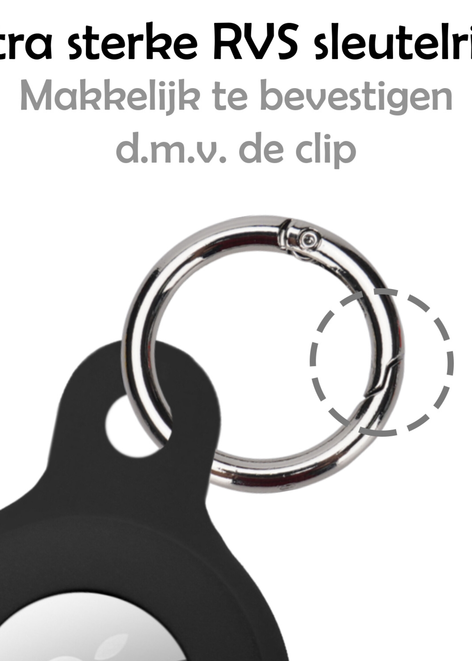 LUQ Hoesje Geschikt voor Apple AirTag Hoesje Sleutelhanger Houder - Siliconen Hoesje Geschikt voor Apple AirTag Hoesje - Zwart - 4 Stuks