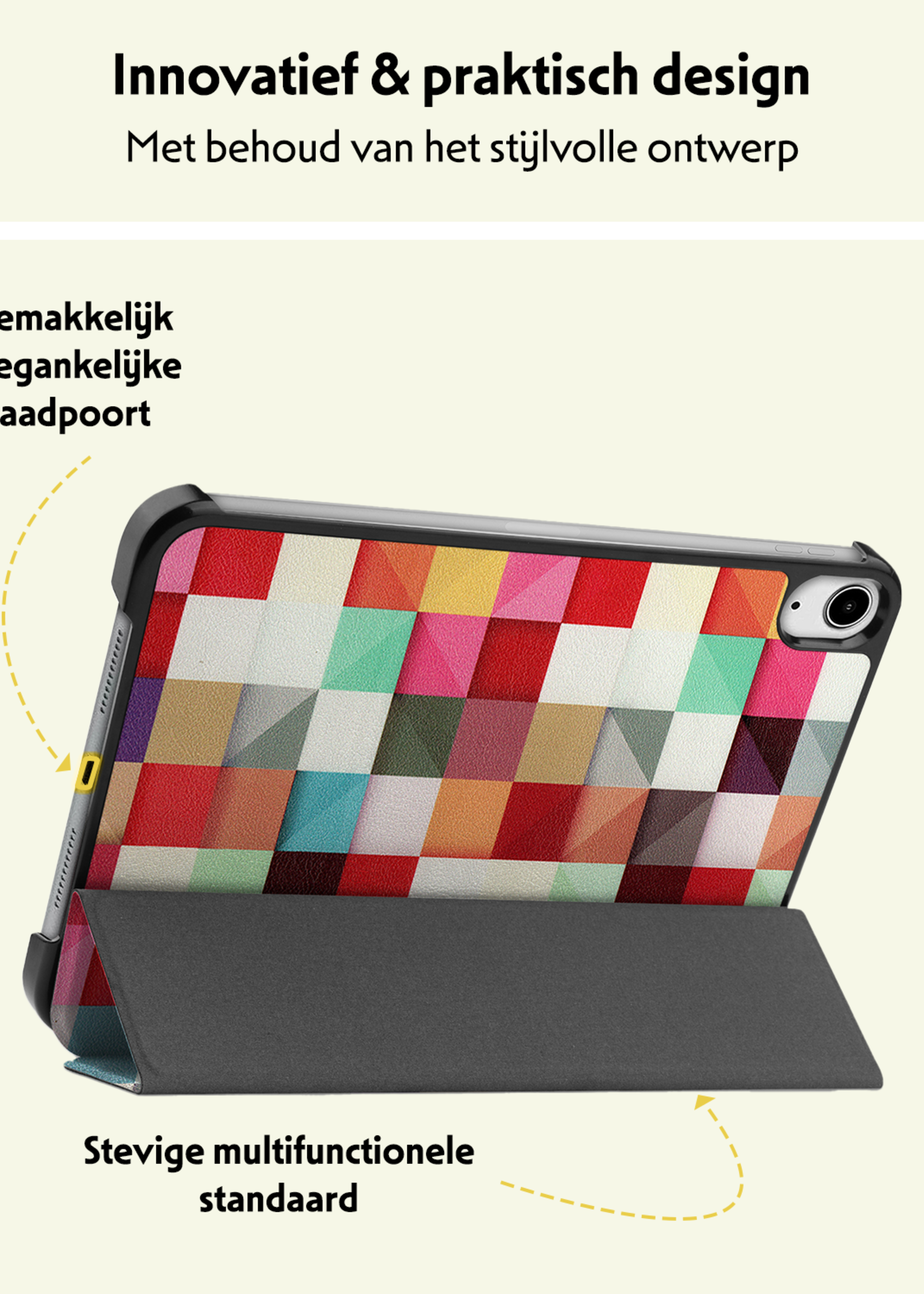 LUQ LUQ iPad Mini 7 Hoesje Met Screenprotector - Blokken