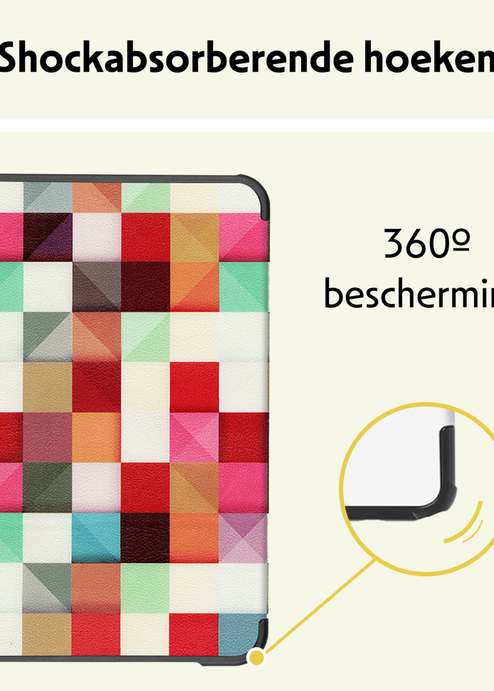 LUQ LUQ iPad Mini 7 Hoesje Met Screenprotector - Blokken