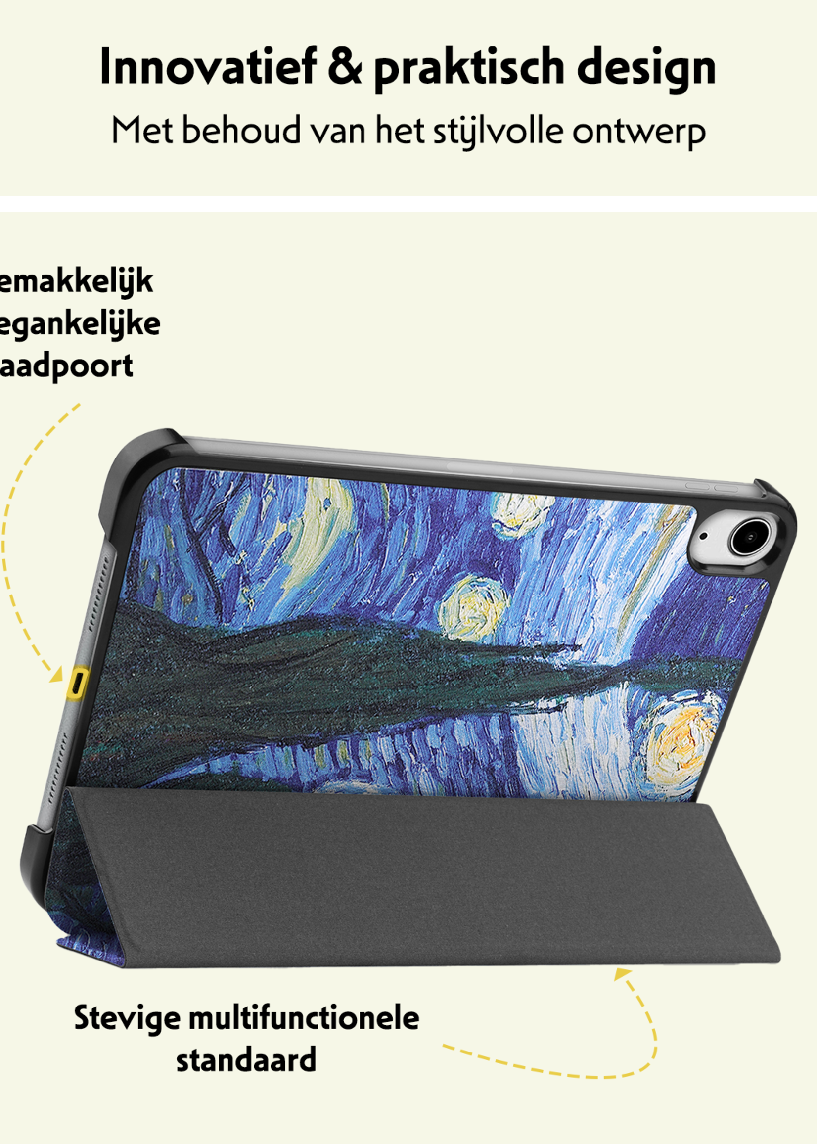 LUQ LUQ iPad Mini 7 Hoesje Met Screenprotector - Sterrenhemel