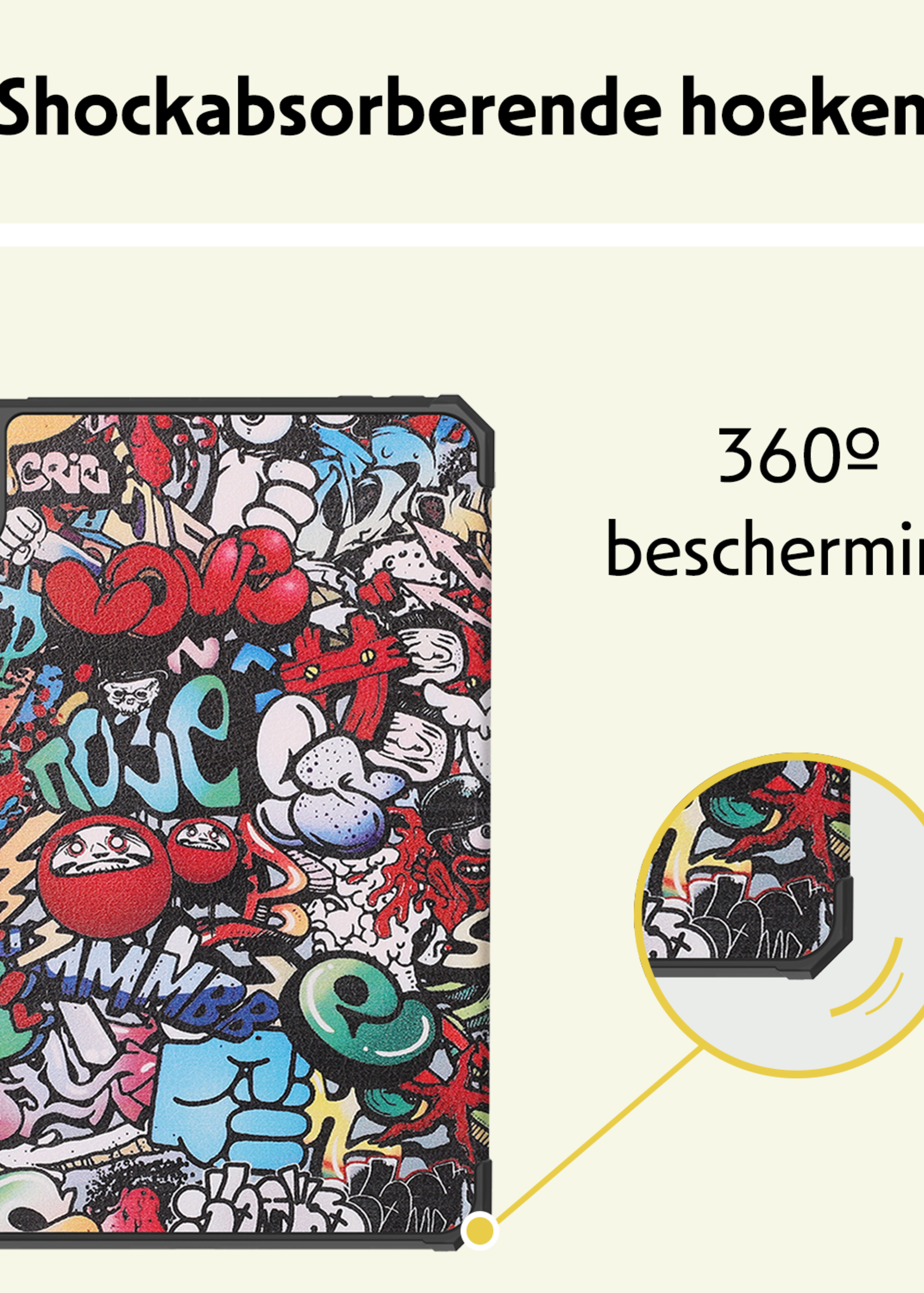 LUQ LUQ iPad Mini 7 Hoesje Met Uitsparing Apple Pencil En Met Screenprotector - Graffity