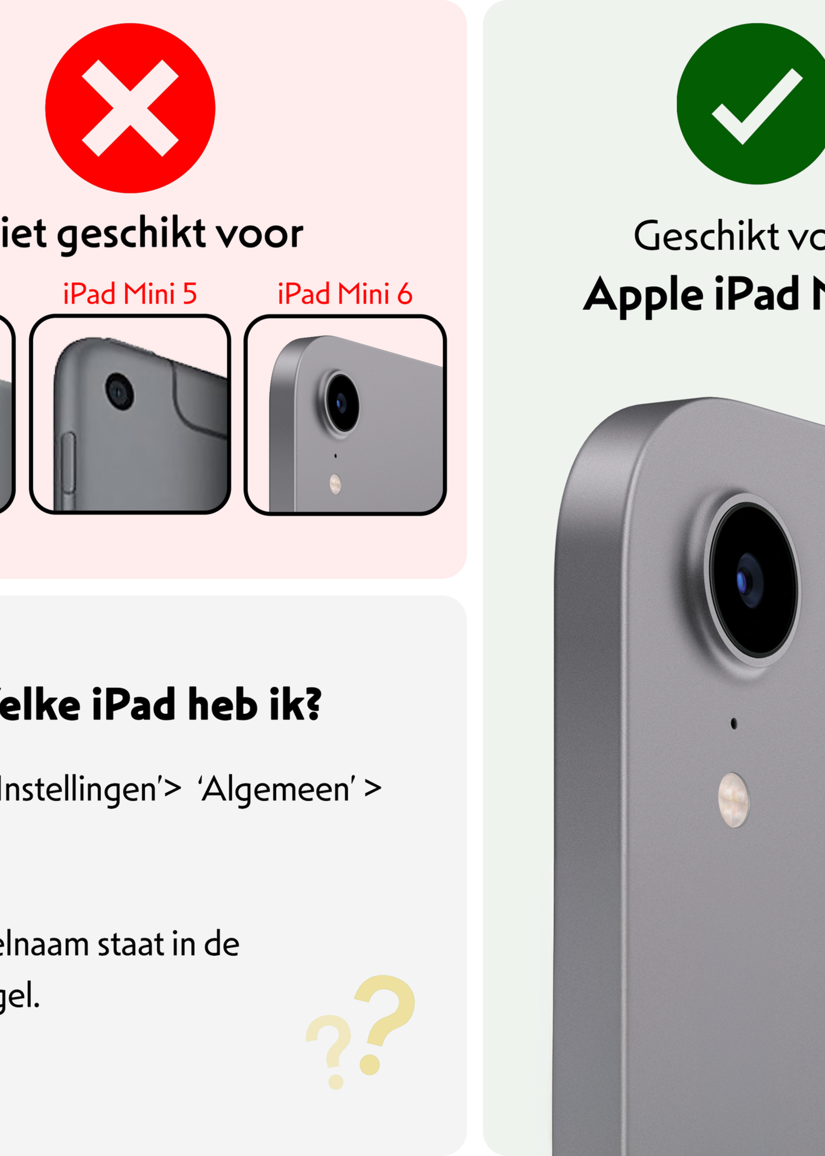 LUQ LUQ iPad Mini 7 Hoesje Met Uitsparing Apple Pencil En Met Screenprotector - Grijs