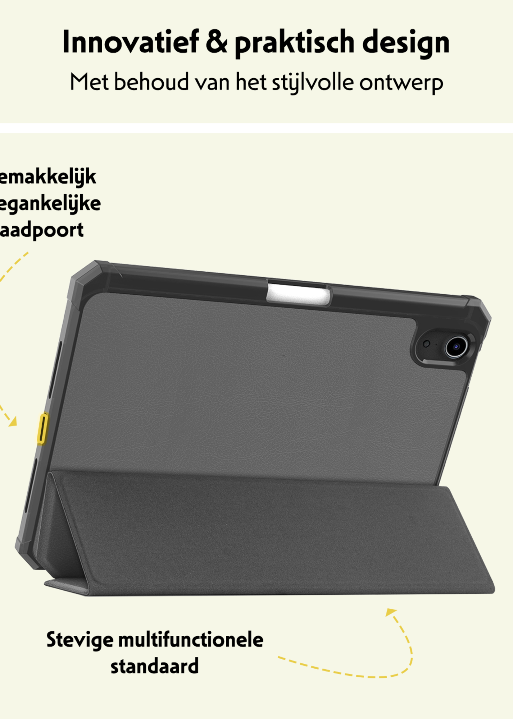 LUQ LUQ iPad Mini 7 Hoesje Met Uitsparing Apple Pencil En Met Screenprotector - Grijs