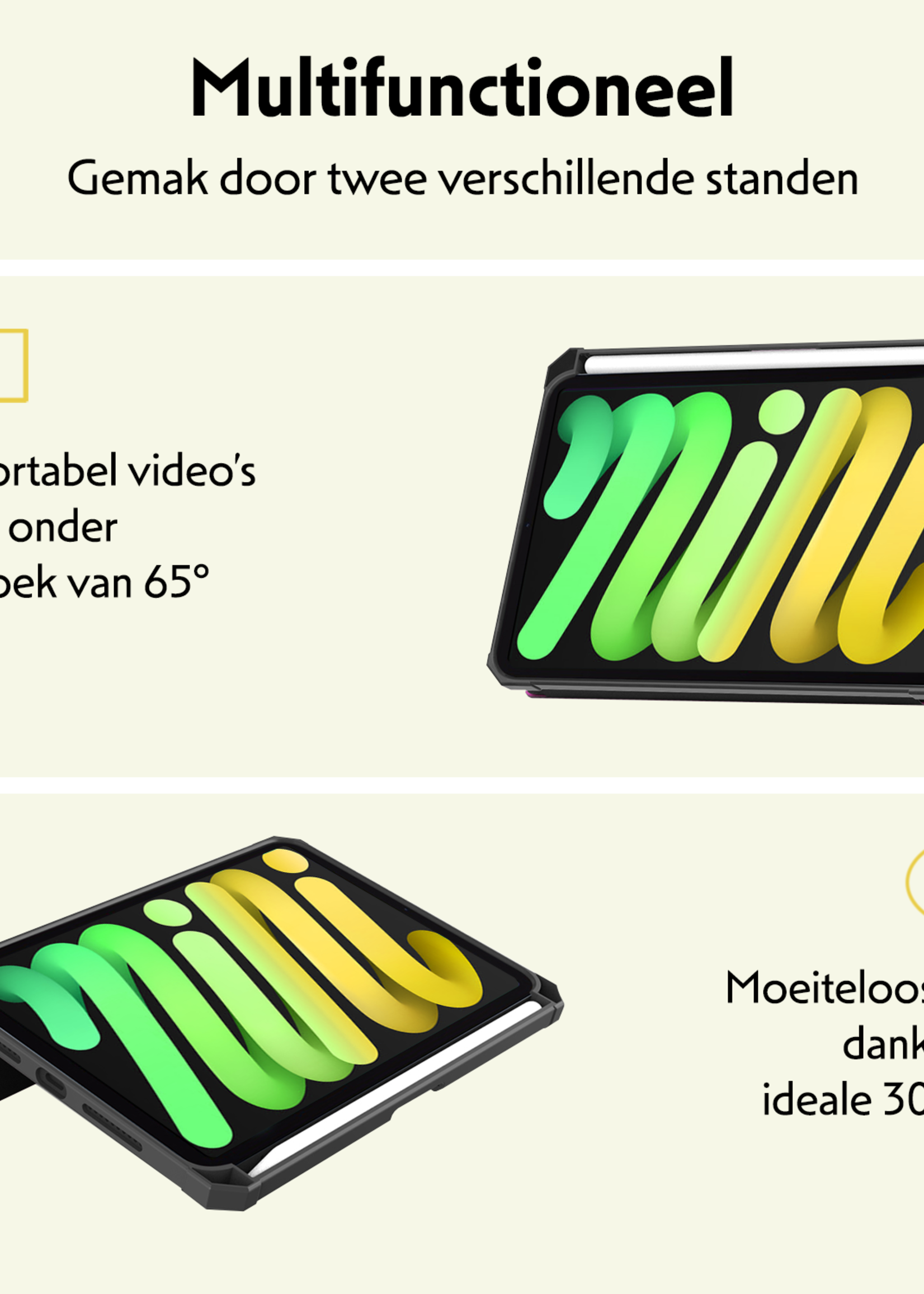 LUQ LUQ iPad Mini 7 Hoesje Met Uitsparing Apple Pencil En Met Screenprotector - Paars