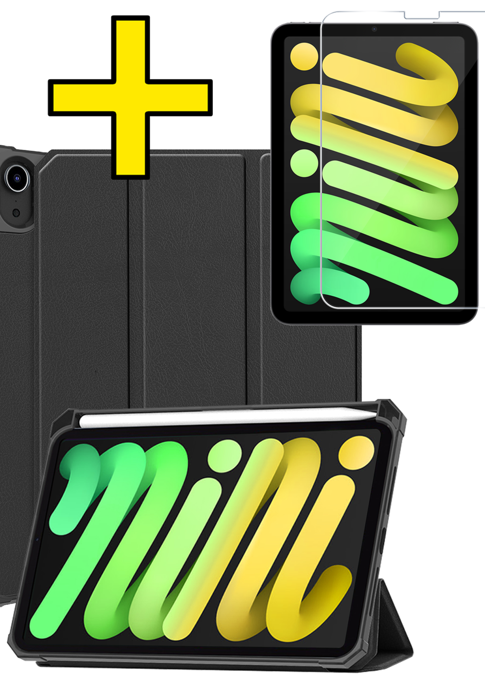 LUQ LUQ iPad Mini 7 Hoesje Met Uitsparing Apple Pencil En Met Screenprotector - Zwart