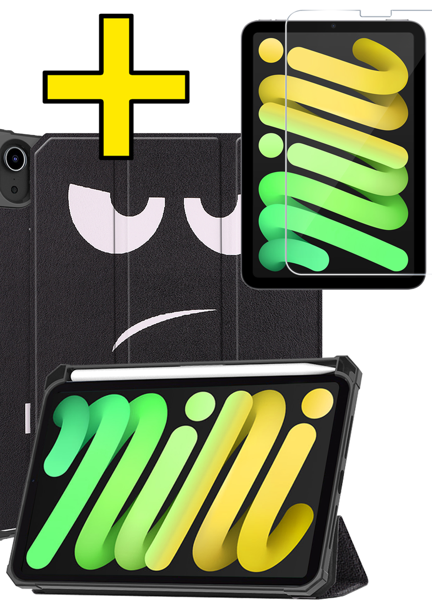 LUQ LUQ iPad Mini 7 Hoesje Met Uitsparing Apple Pencil En Met Screenprotector - Don't touch me