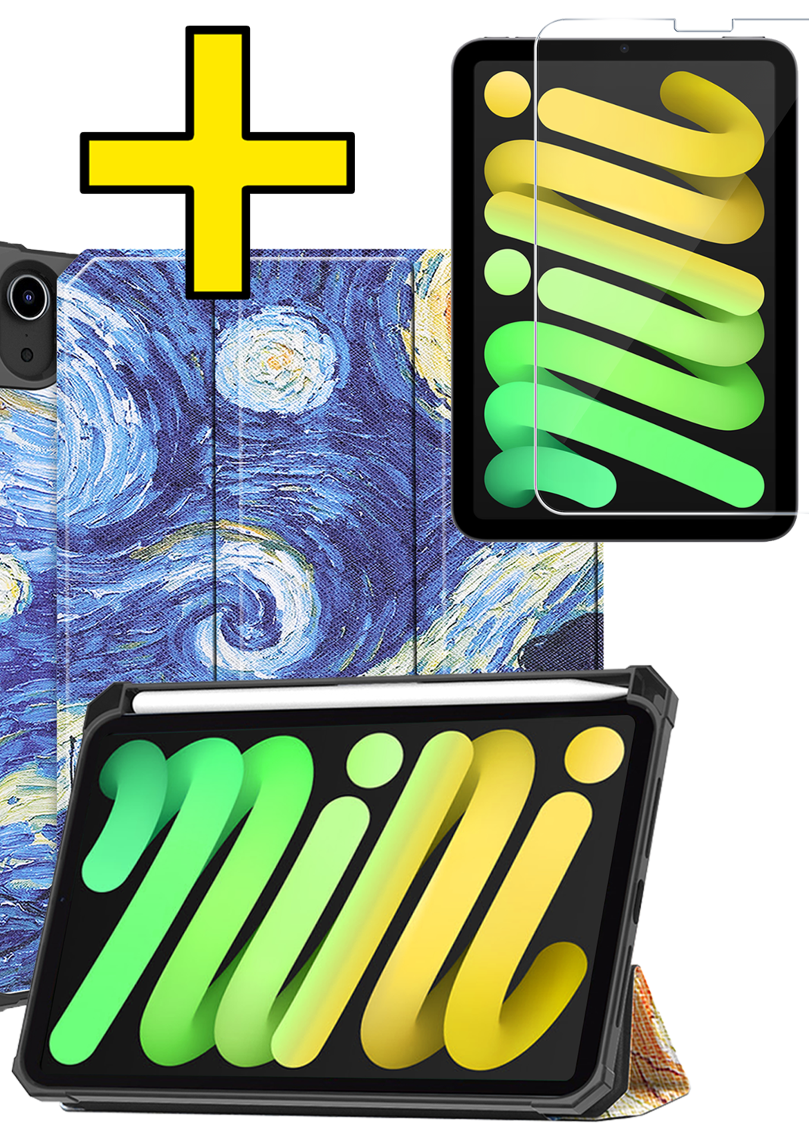 LUQ LUQ iPad Mini 7 Hoesje Met Uitsparing Apple Pencil En Met Screenprotector - Sterrenhemel