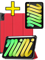 LUQ LUQ iPad Mini 7 Hoesje Met Uitsparing Apple Pencil En Met Screenprotector - Rood