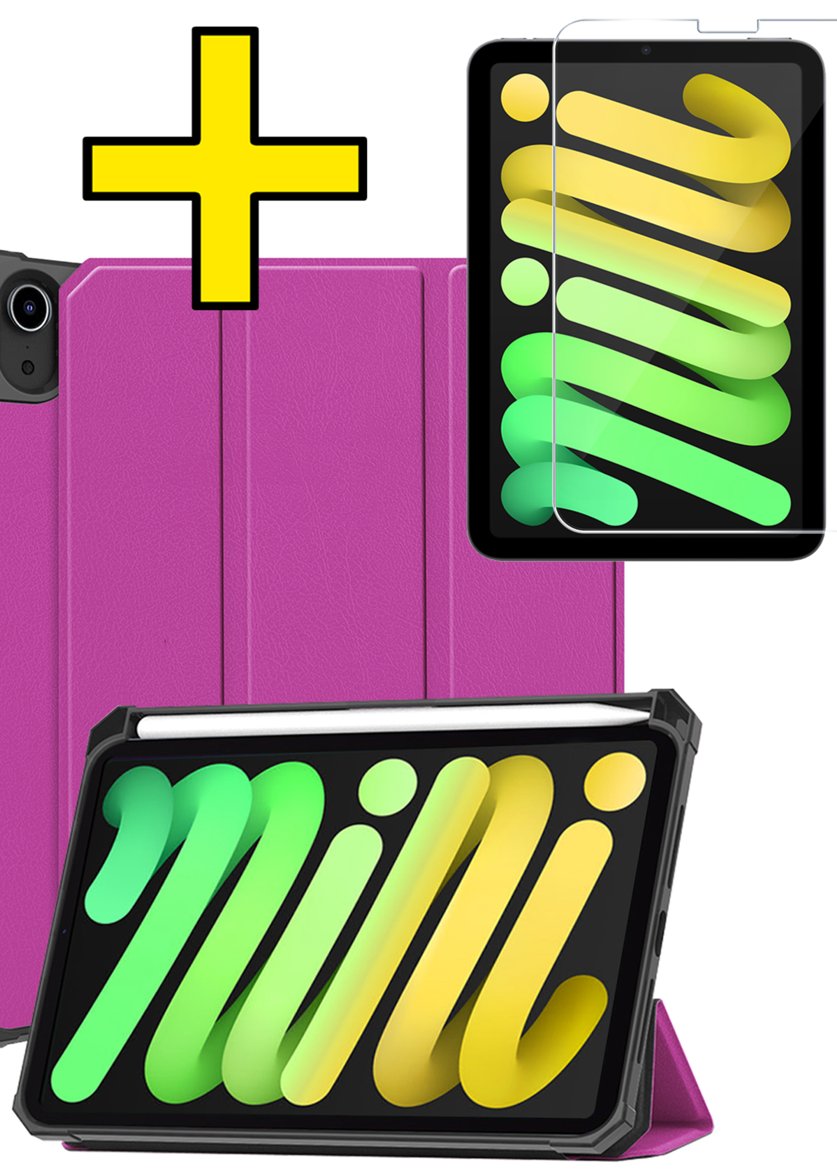 LUQ LUQ iPad Mini 7 Hoesje Met Uitsparing Apple Pencil En Met Screenprotector - Paars